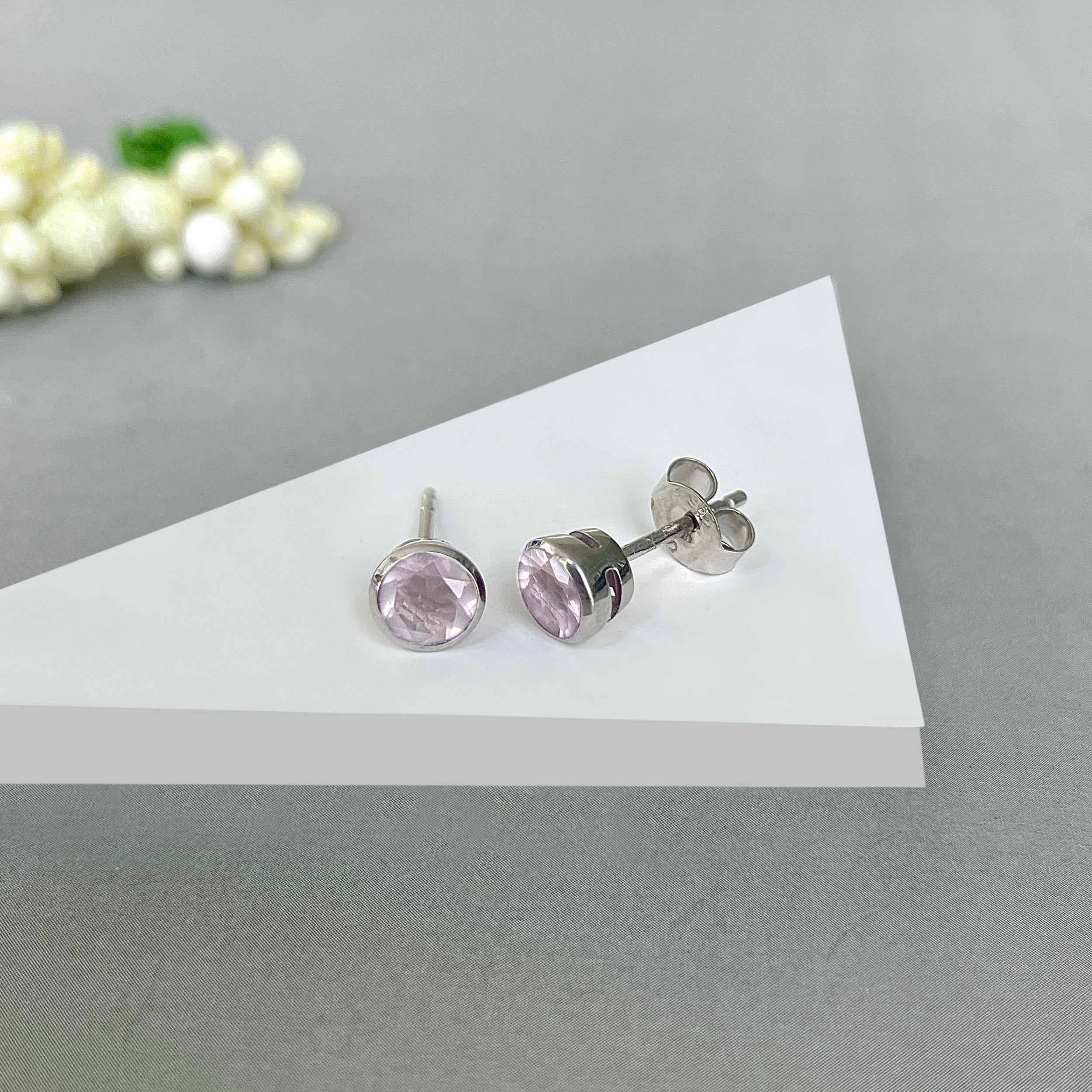 Rose Quartz Stud Earring-(RSQ-SE-1425.)