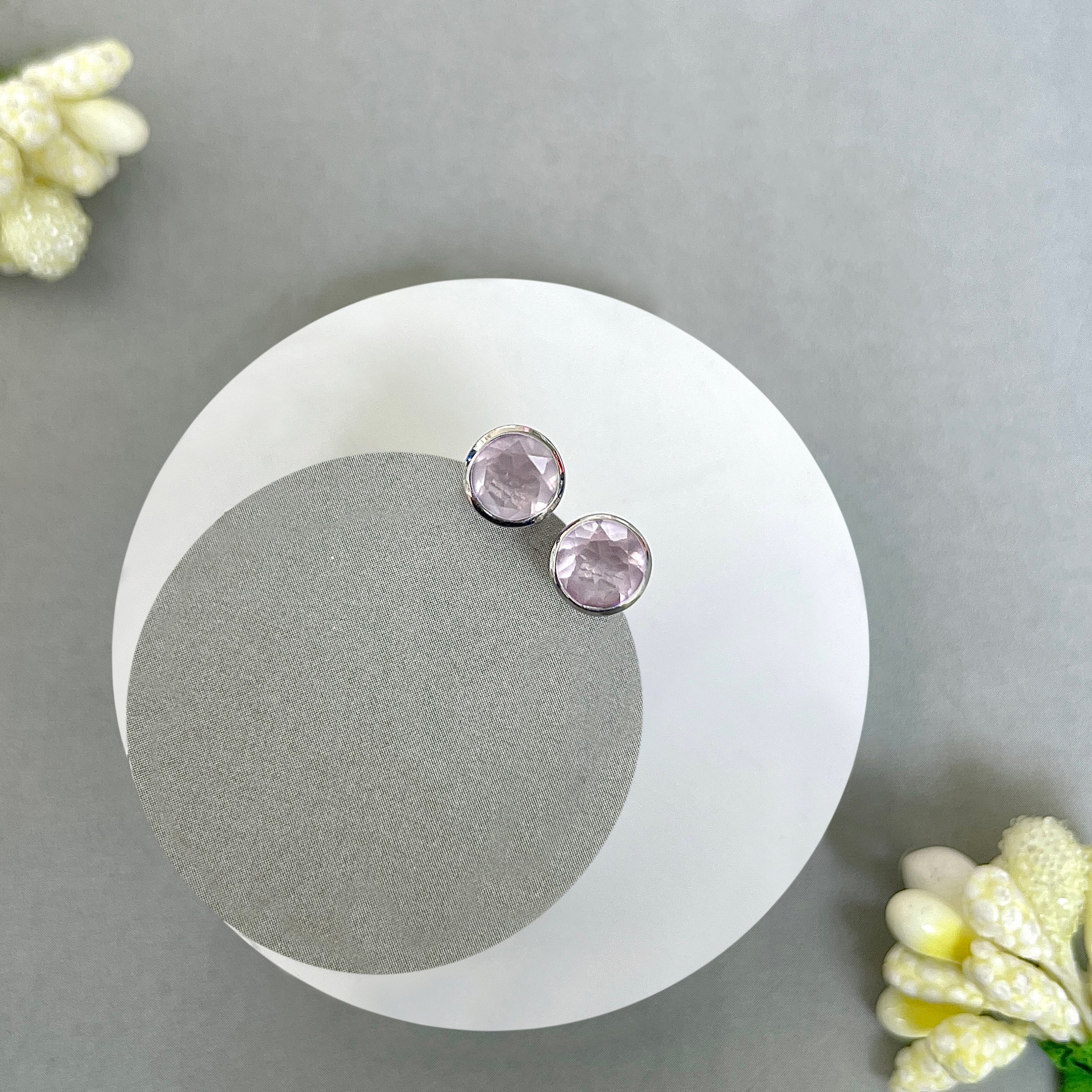 Rose Quartz Stud Earring-(RSQ-SE-1425.)