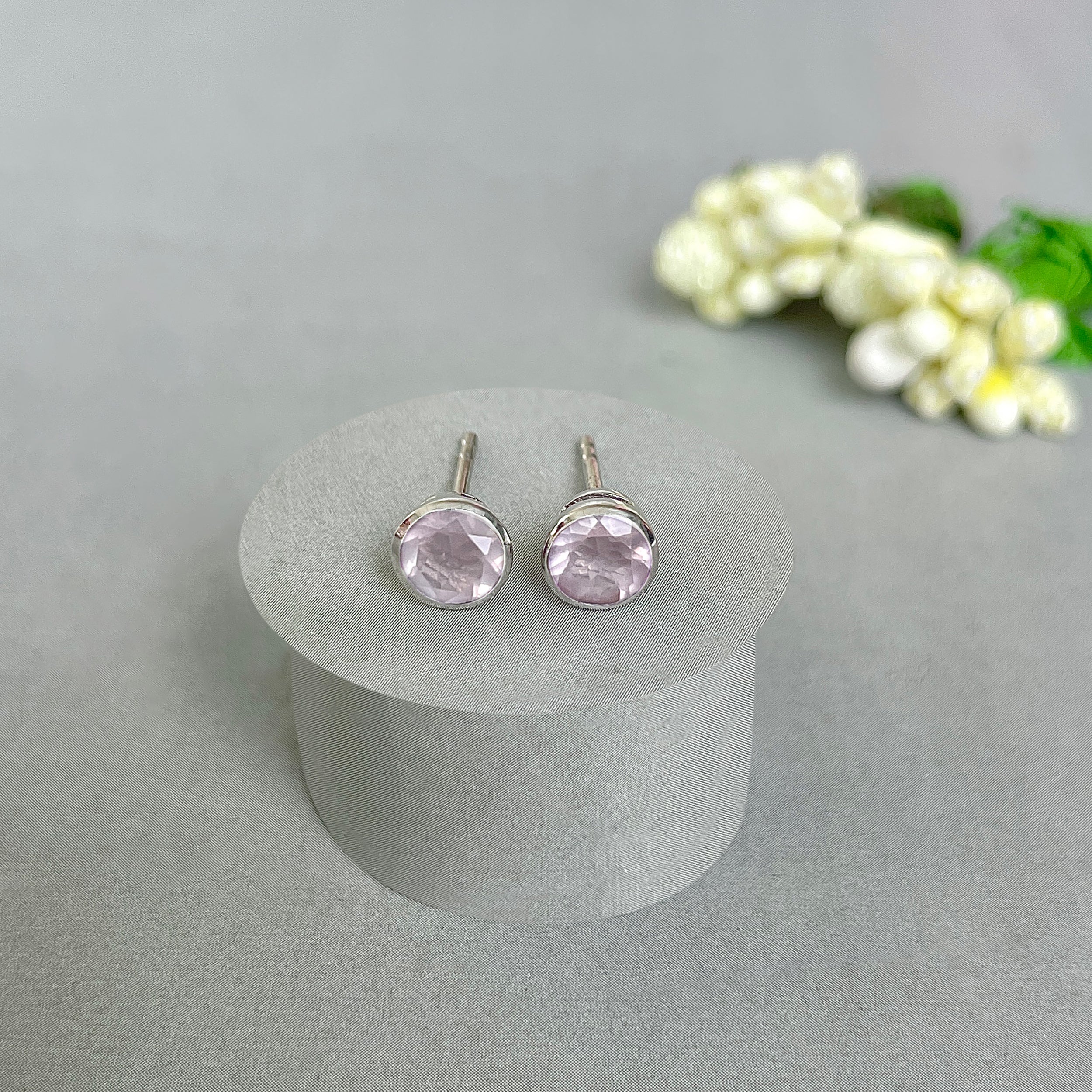 Rose Quartz Stud Earring-(RSQ-SE-1425.)