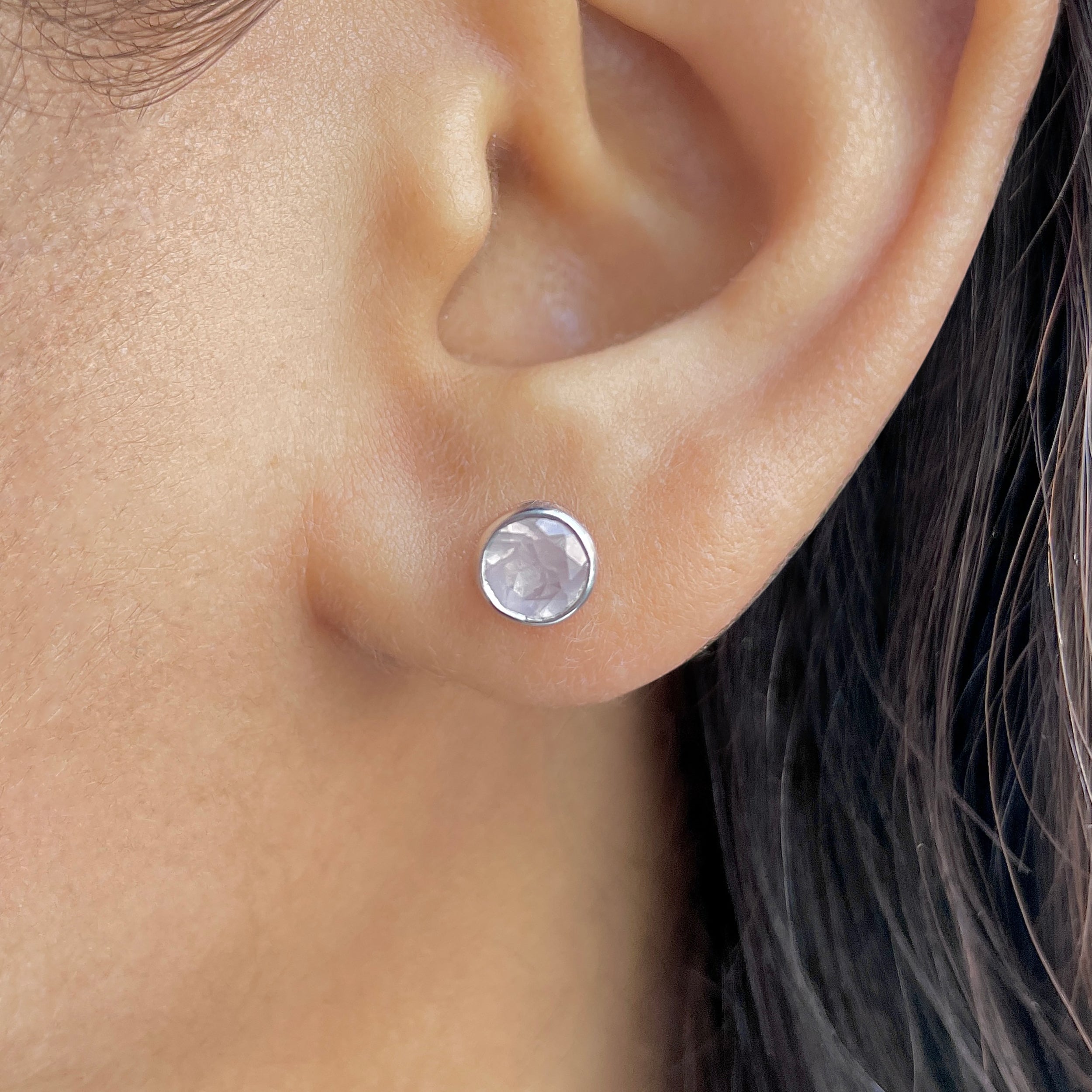 Rose Quartz Stud Earring-(RSQ-SE-1425.)