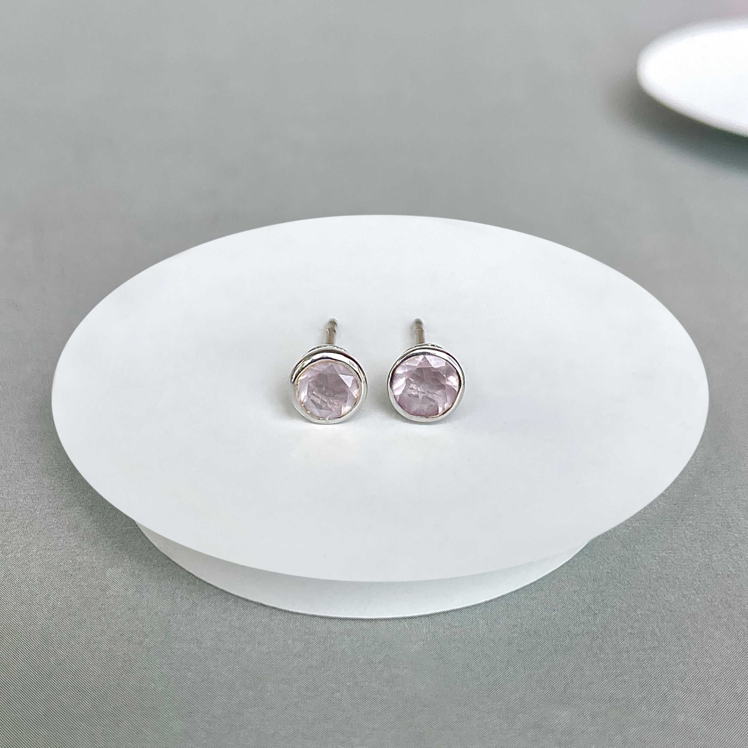 Rose Quartz Stud Earring-(RSQ-SE-1425.)