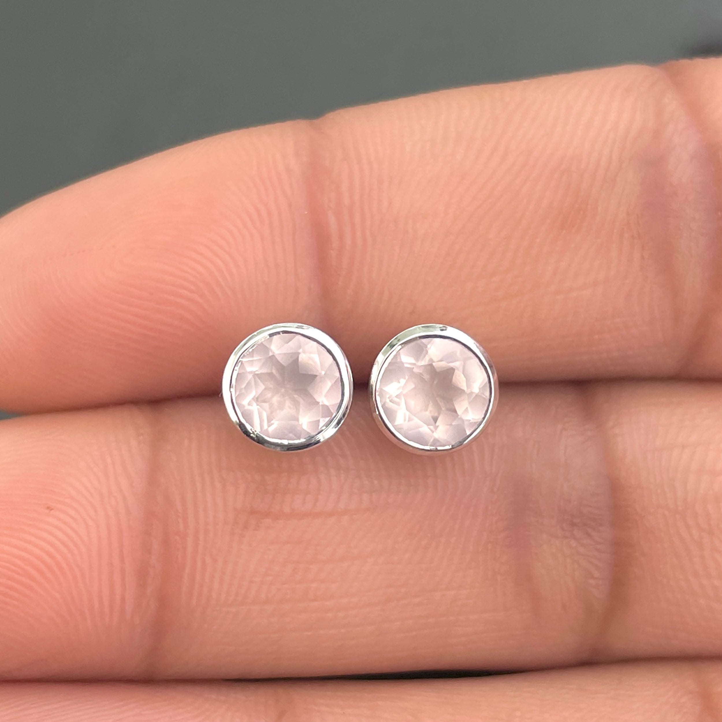 Rose Quartz Stud Earrings-(RSQ-SE-1426.)