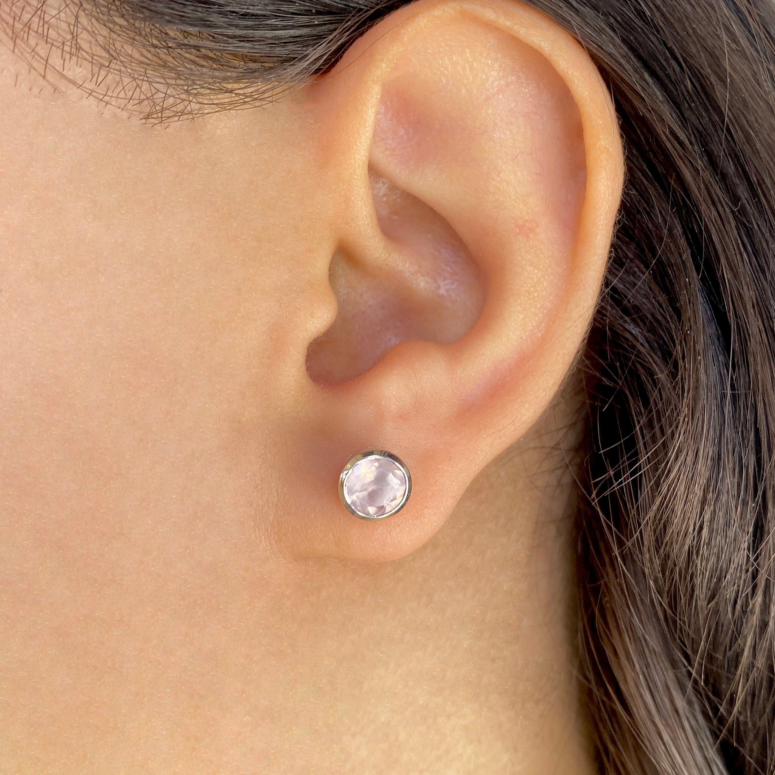 Rose Quartz Stud Earrings-(RSQ-SE-1426.)