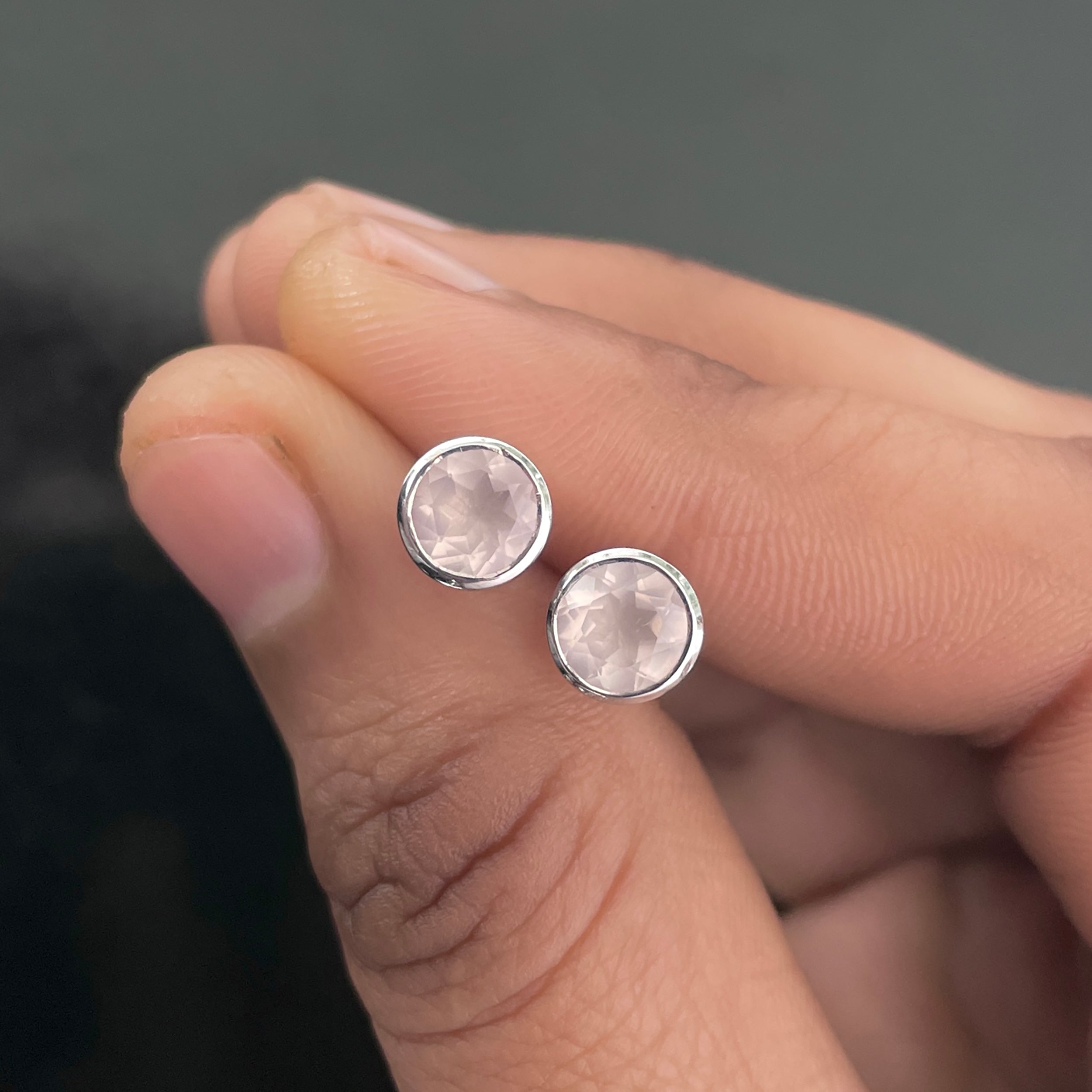 Rose Quartz Stud Earring-(RSQ-SE-1426.)