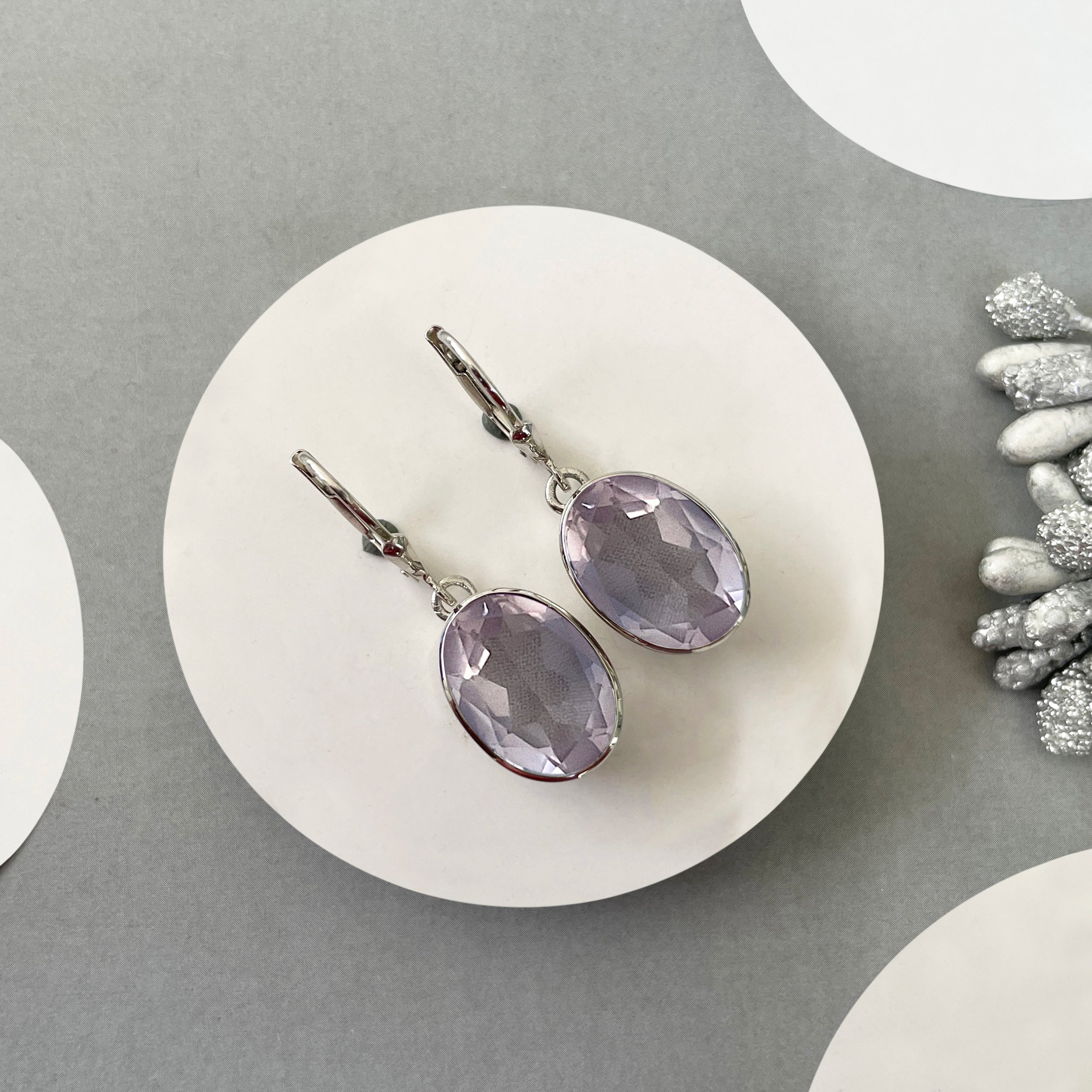 Rose Quartz Leverback Earring-(RSQ-SE-709.)