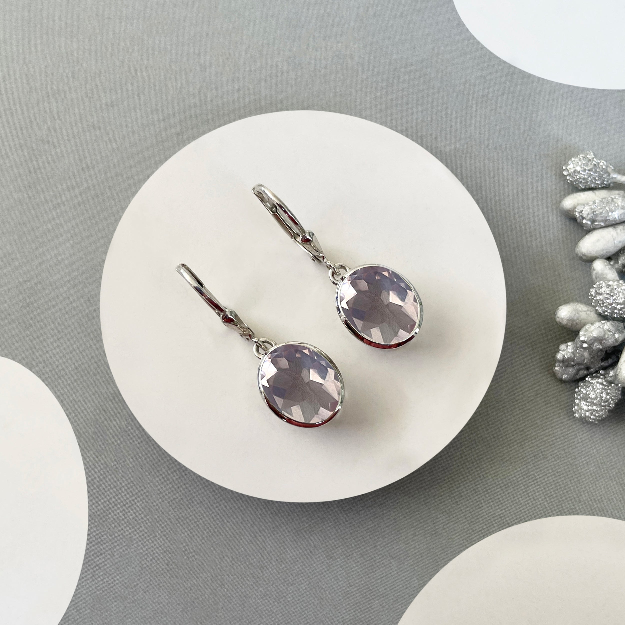 Rose Quartz Leverback Earring-(RSQ-SE-997.)