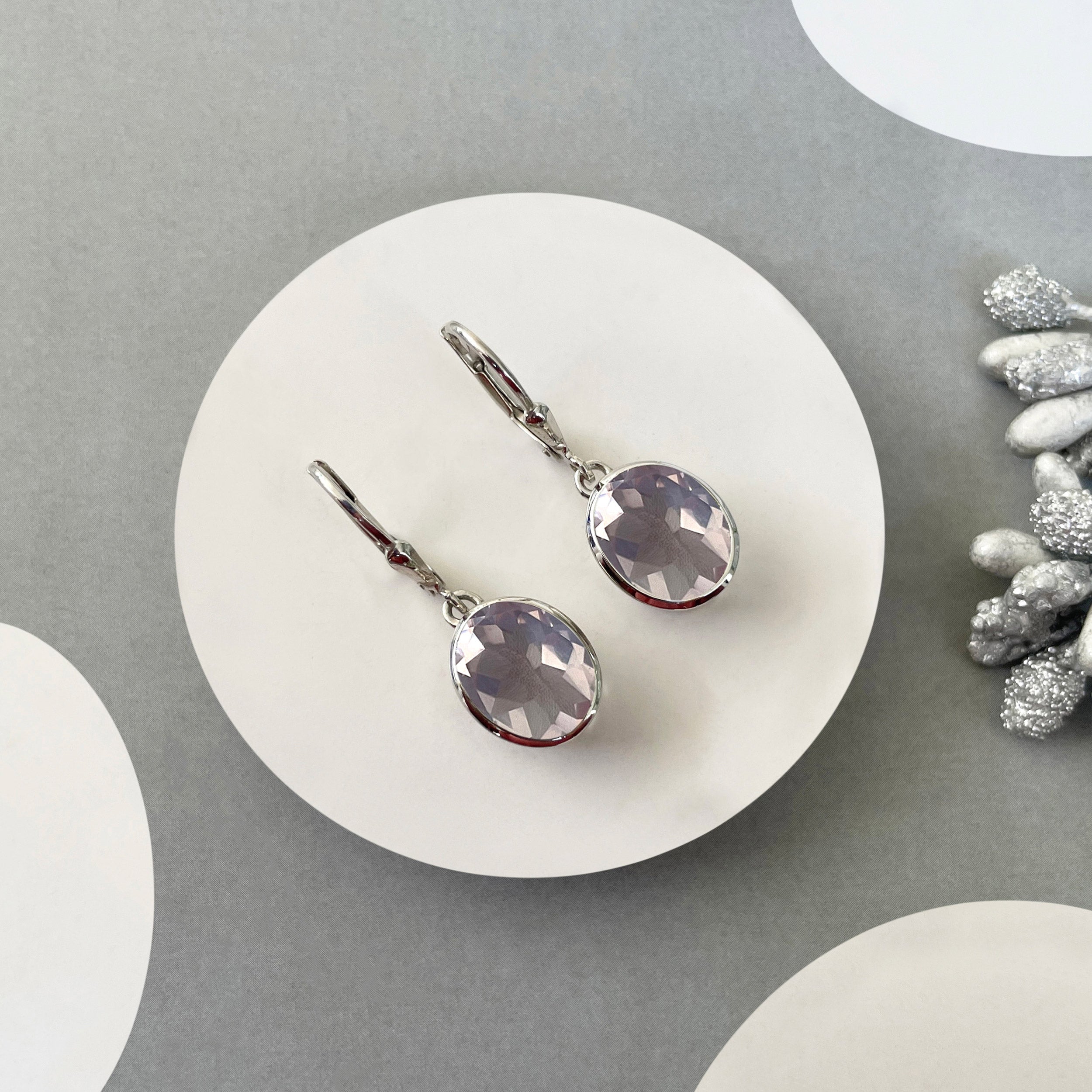 Rose Quartz Leverback Earring-(RSQ-SE-997.)