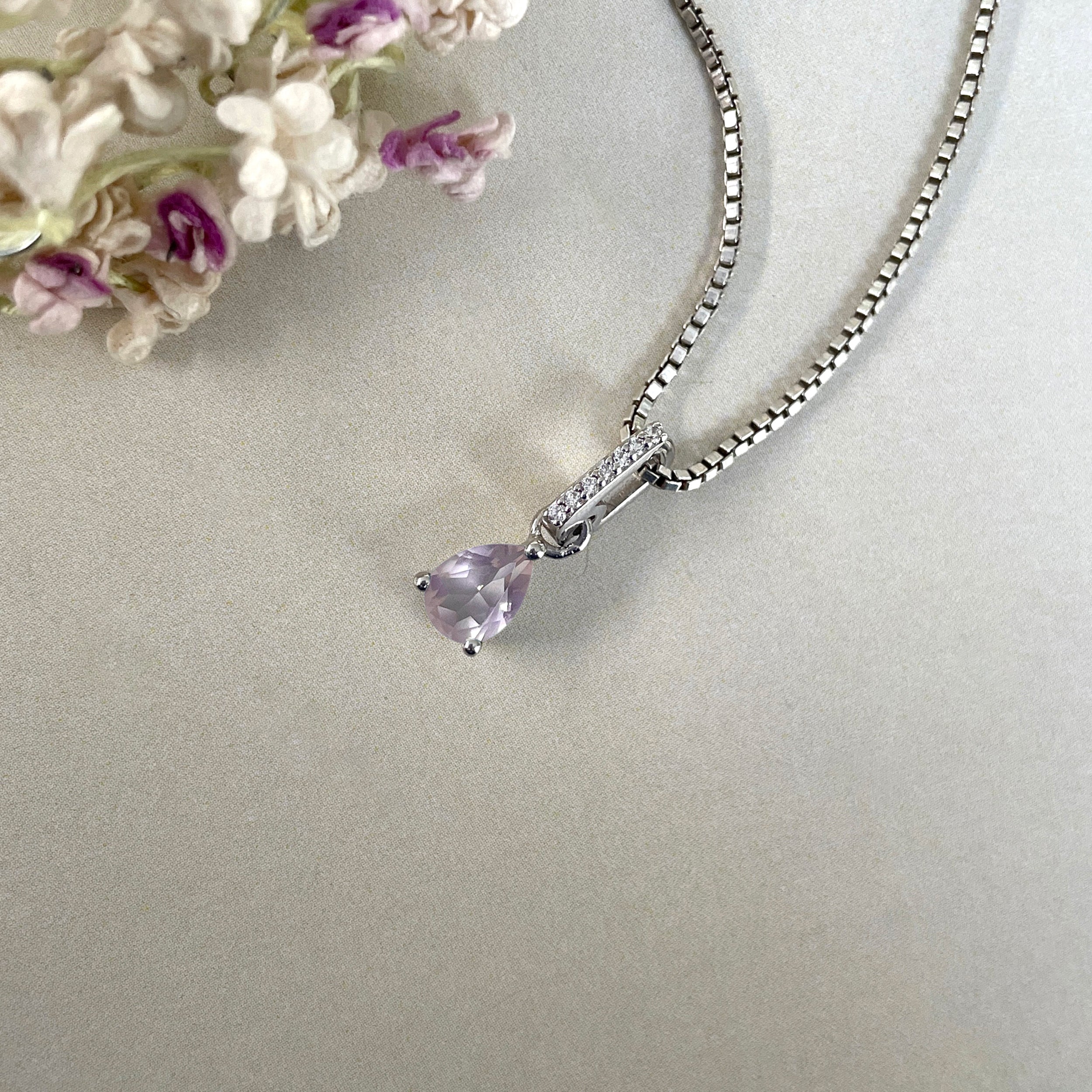 Rose Quartz & White Topaz Pendant-(RSQ-SP-1165.)