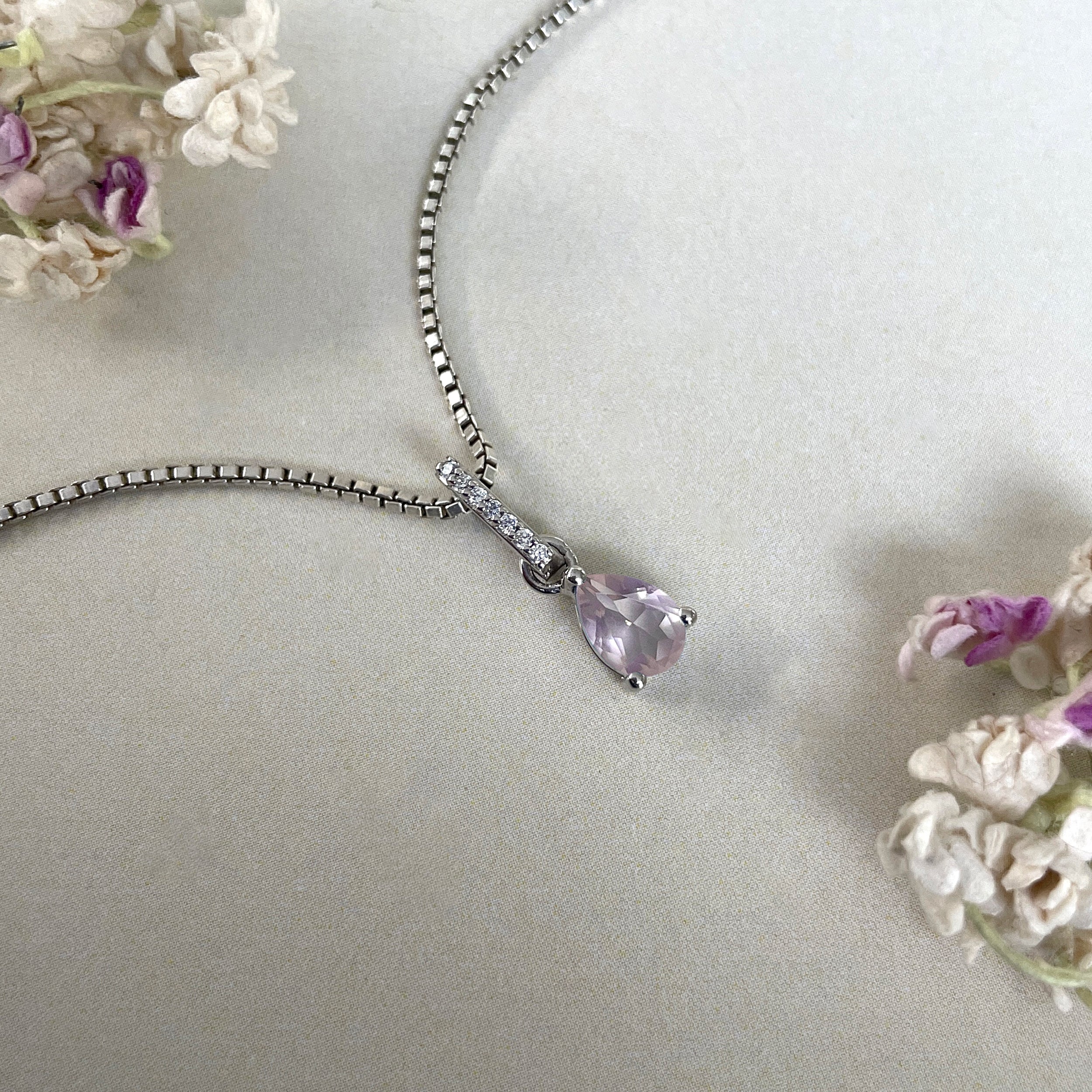 Rose Quartz & White Topaz Pendant-(RSQ-SP-1165.)