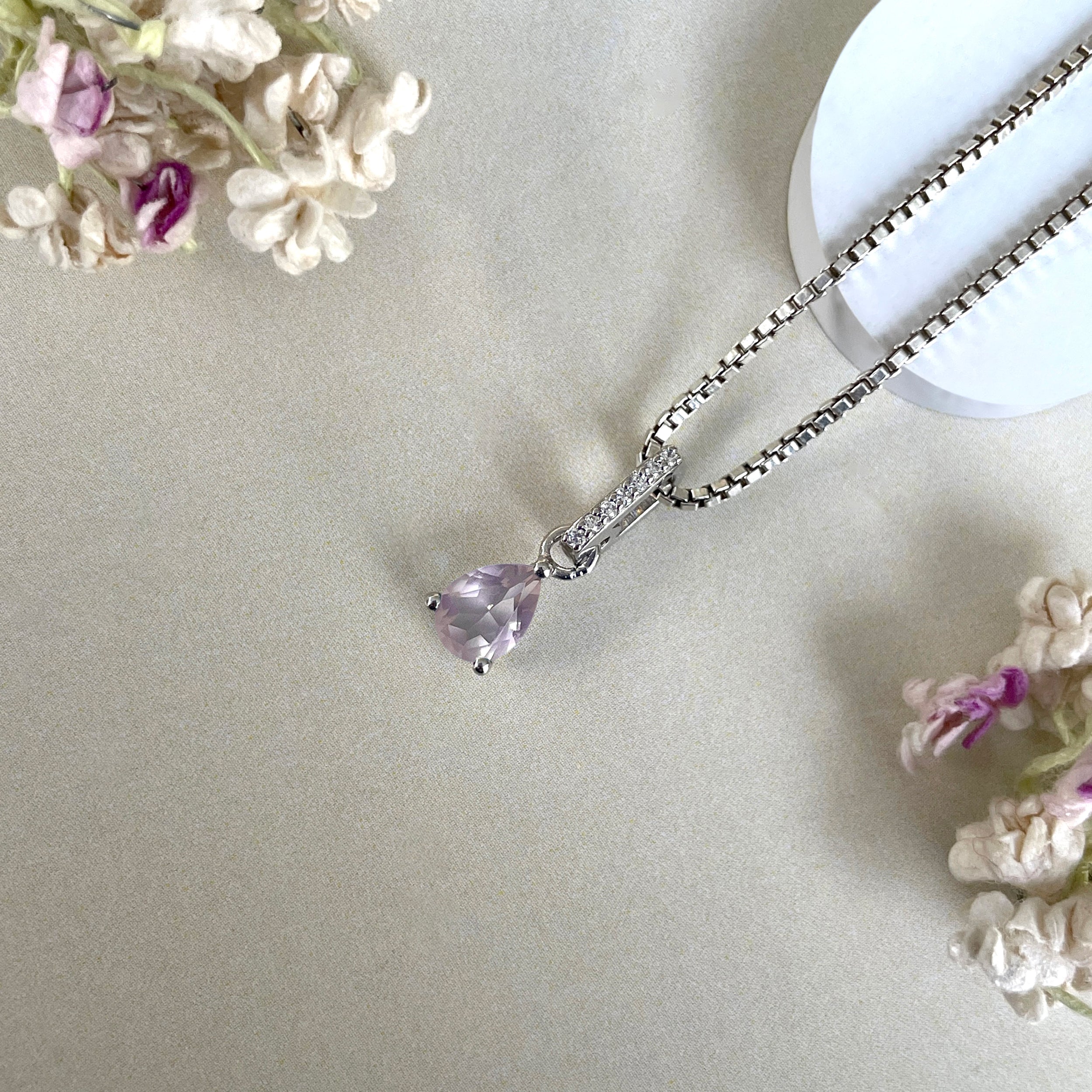 Rose Quartz & White Topaz Pendant-(RSQ-SP-1165.)