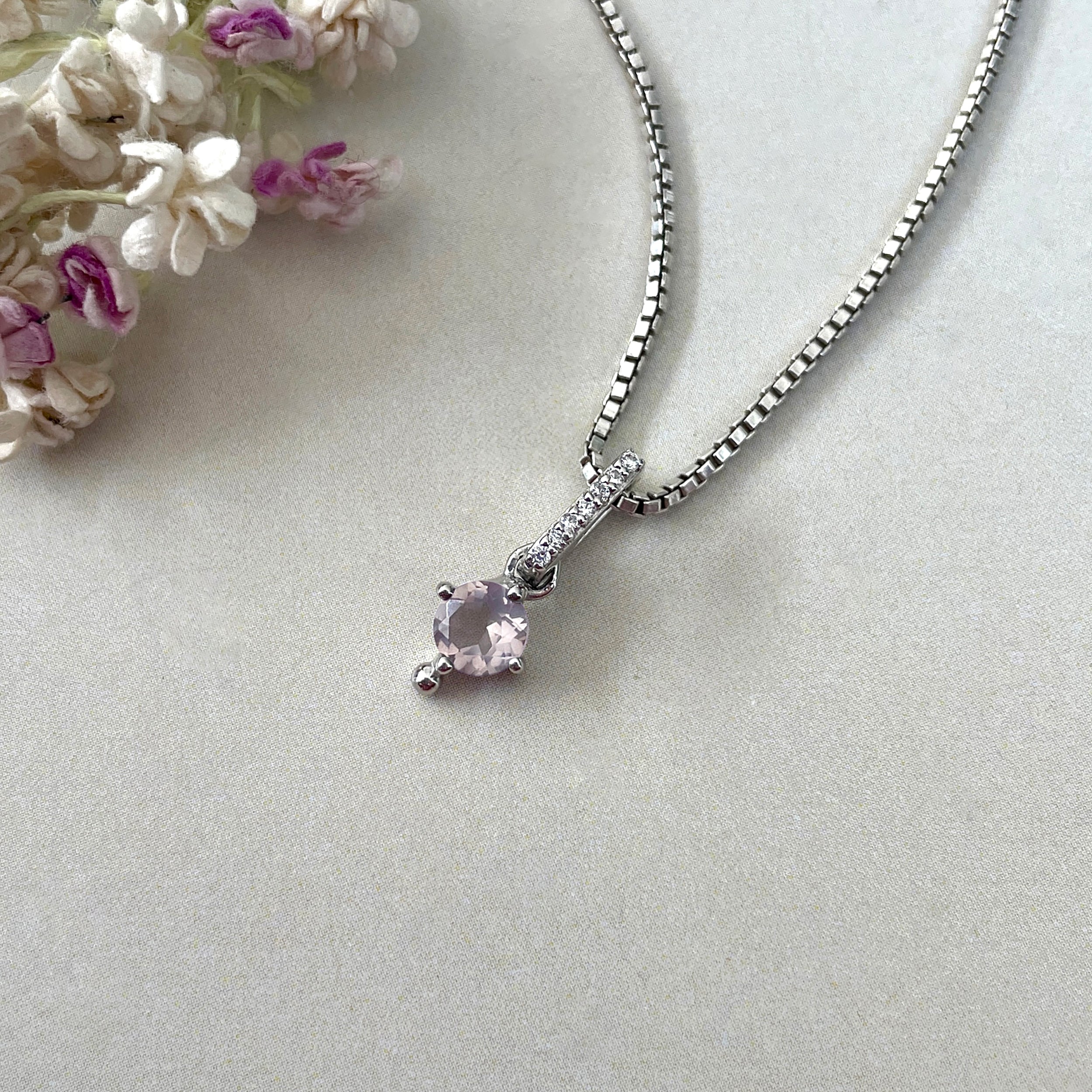 Rose Quartz & White Topaz Pendant-(RSQ-SP-399.)