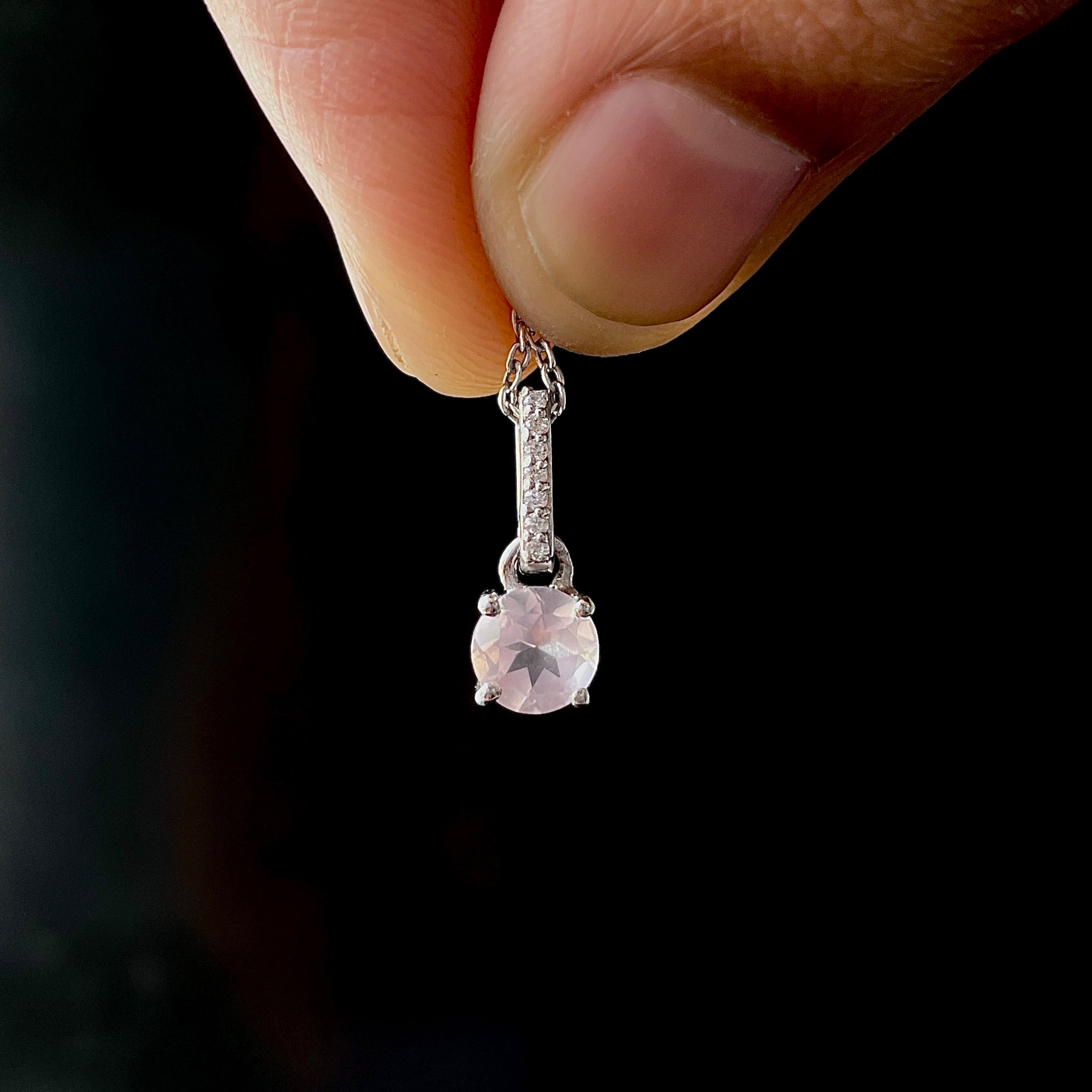Rose Quartz & White Topaz Pendant-(RSQ-SP-549.)
