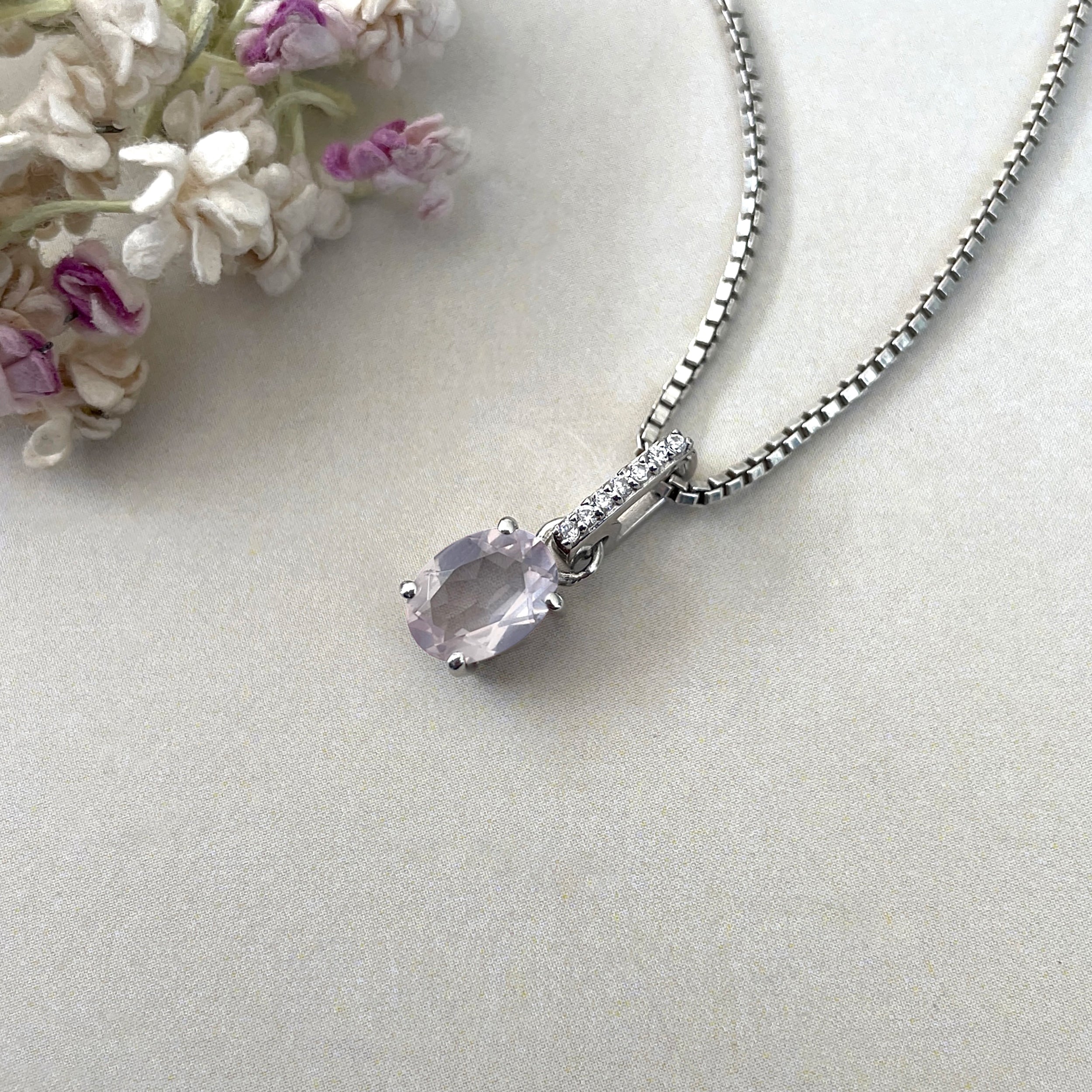 Rose Quartz & White Topaz Pendant-(RSQ-SP-920.)