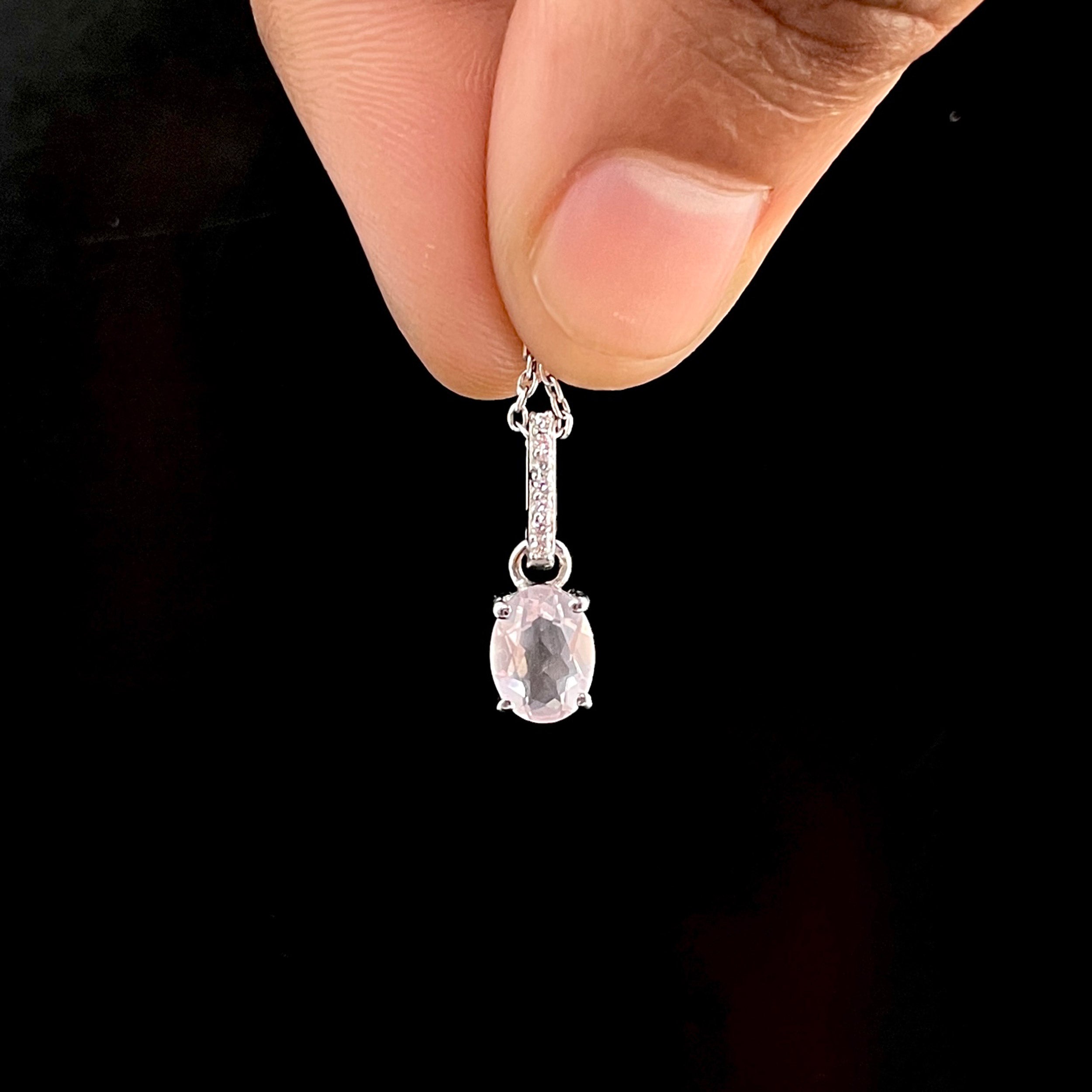 Rose Quartz & White Topaz Pendant-(RSQ-SP-920.)