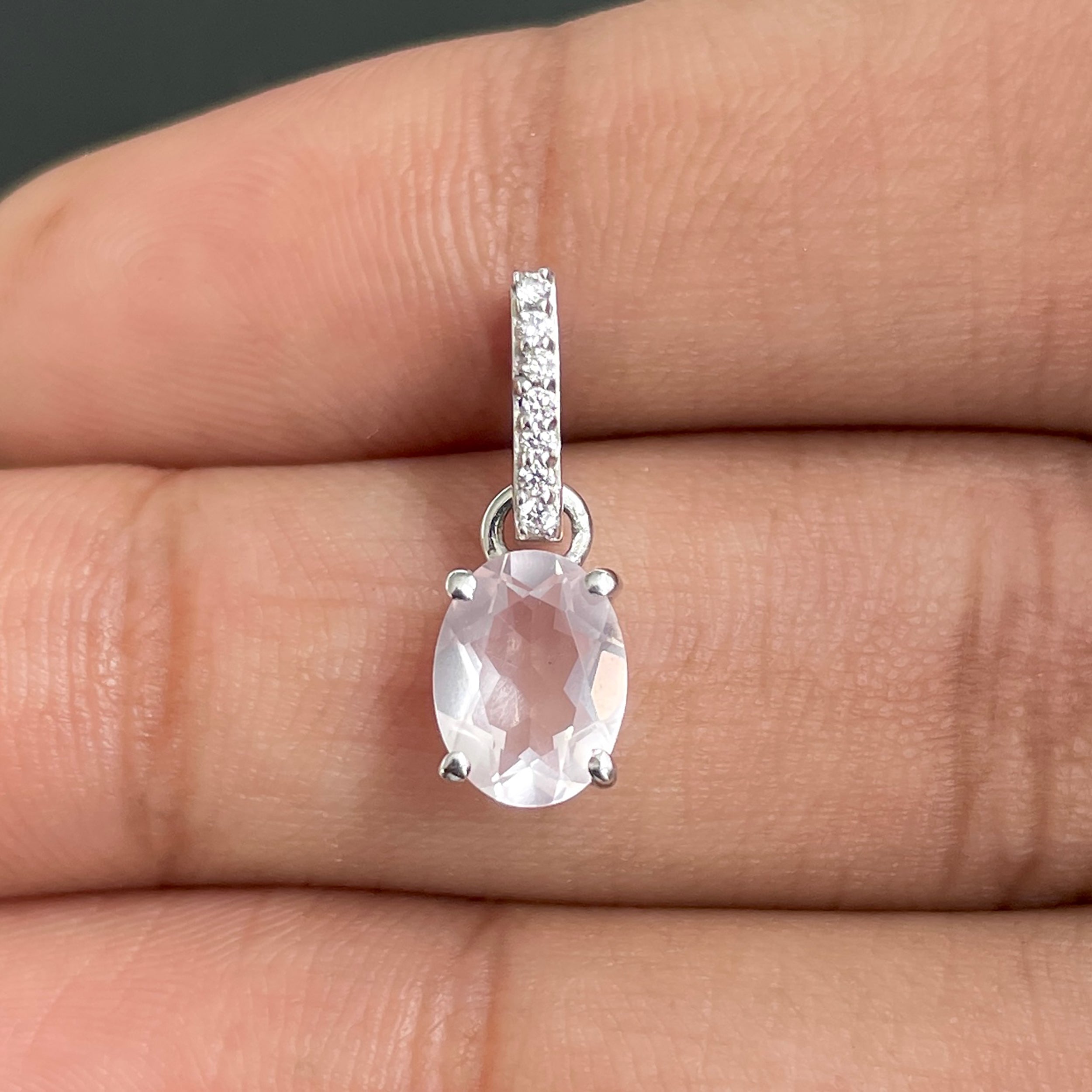 Rose Quartz & White Topaz Pendant-(RSQ-SP-920.)