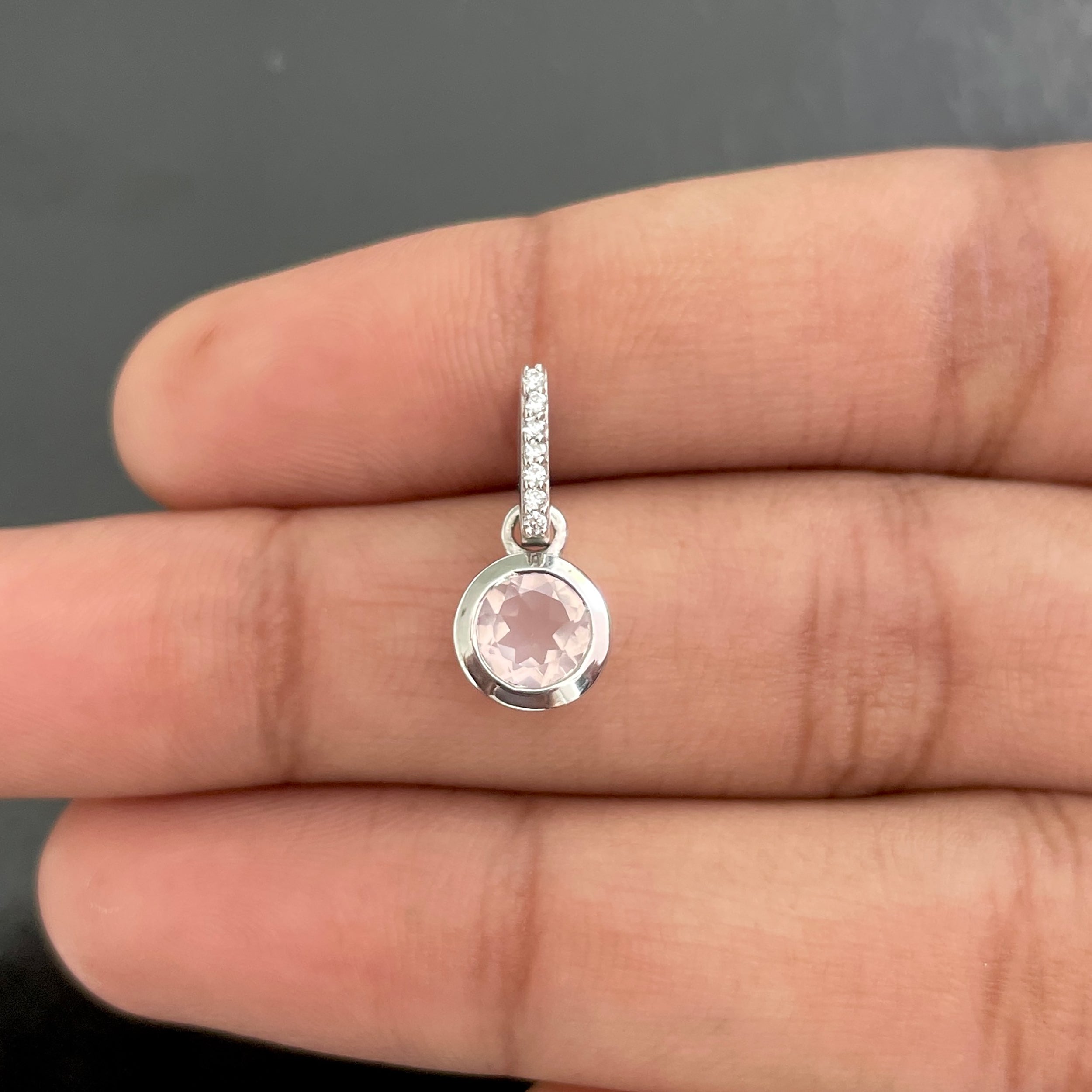 Rose Quartz & White Topaz Pendant-(RSQ-SP-958.)