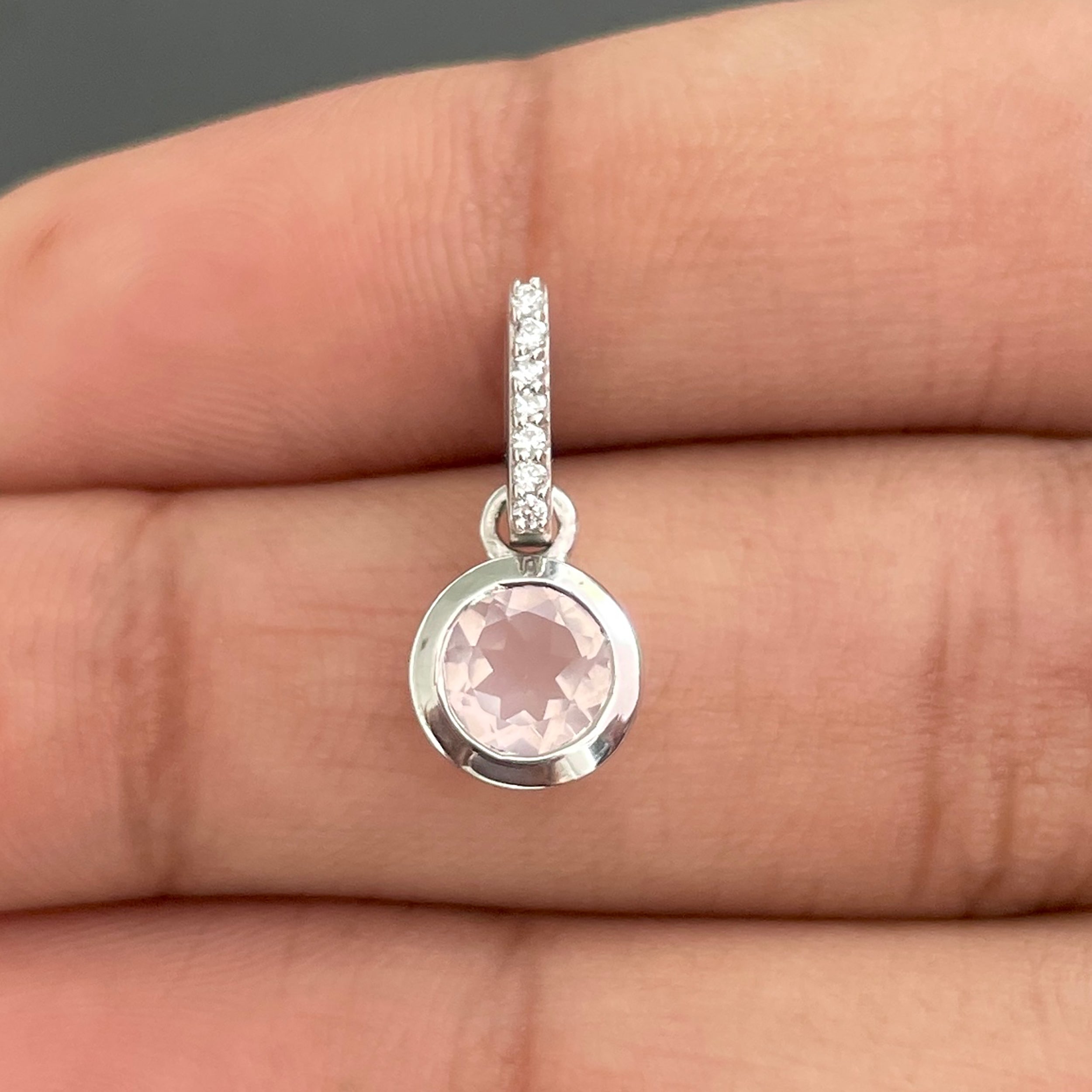 Rose Quartz & White Topaz Pendant-(RSQ-SP-958.)