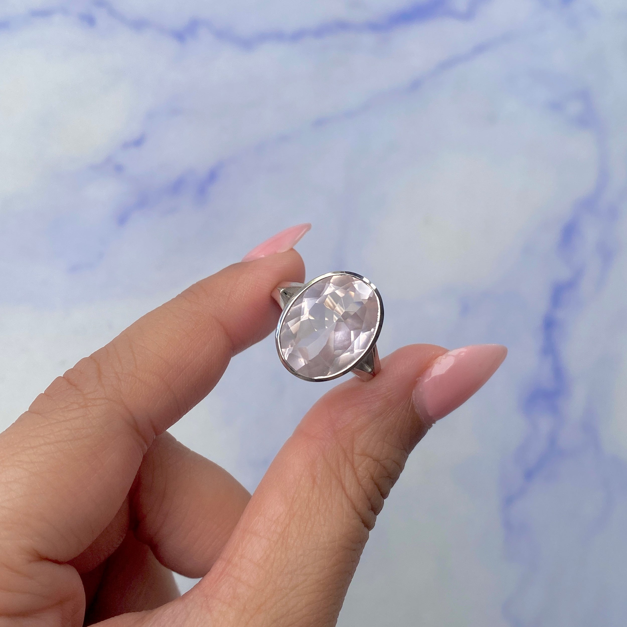 Rose Quartz Ring-(RSQ-SR-1897.)