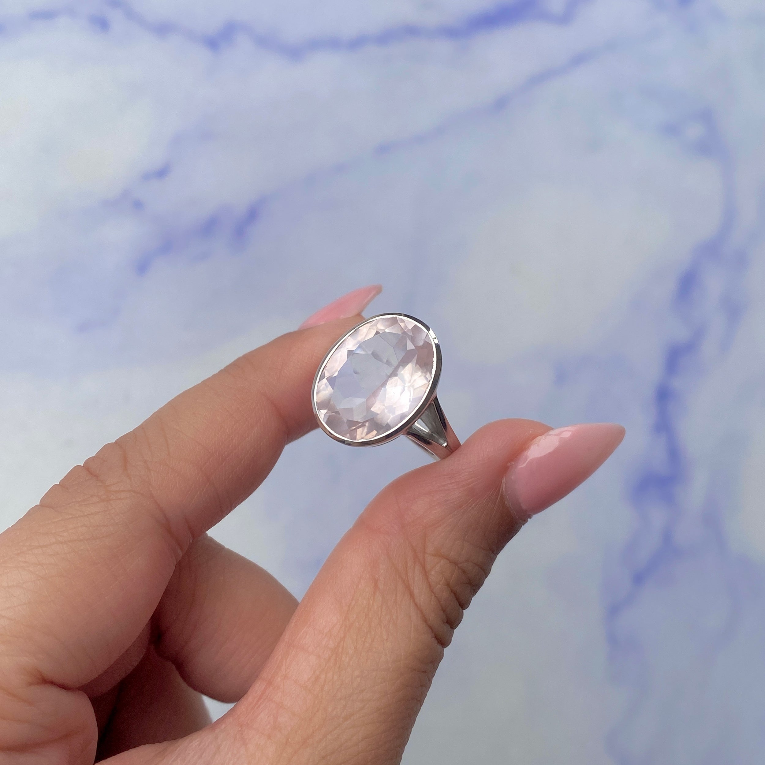Rose Quartz Ring-(RSQ-SR-1897.)