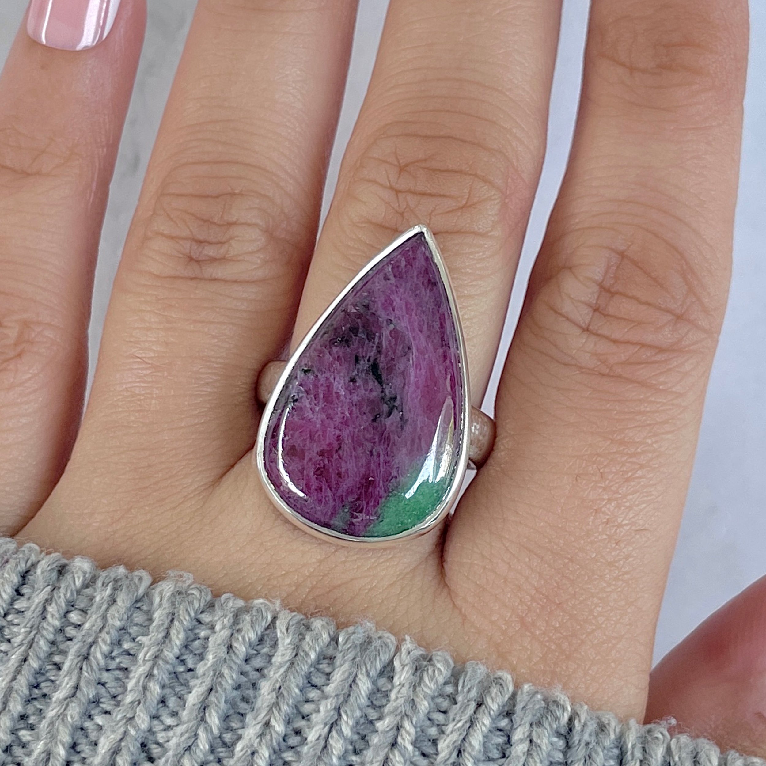 Ruby Zoisite Adjustable Ring-(RZS-R-106.)