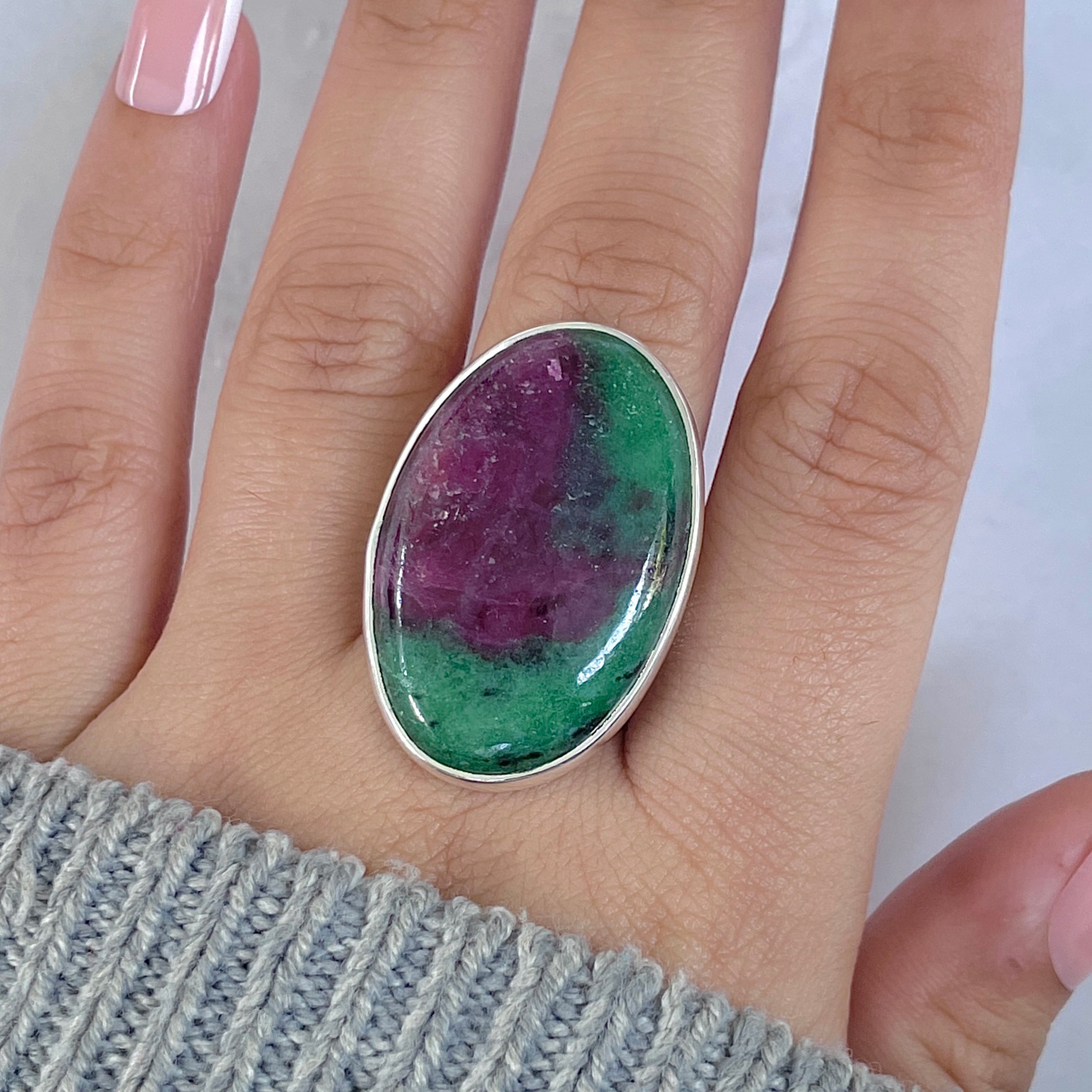 Ruby Zoisite Adjustable Ring-(RZS-R-107.)