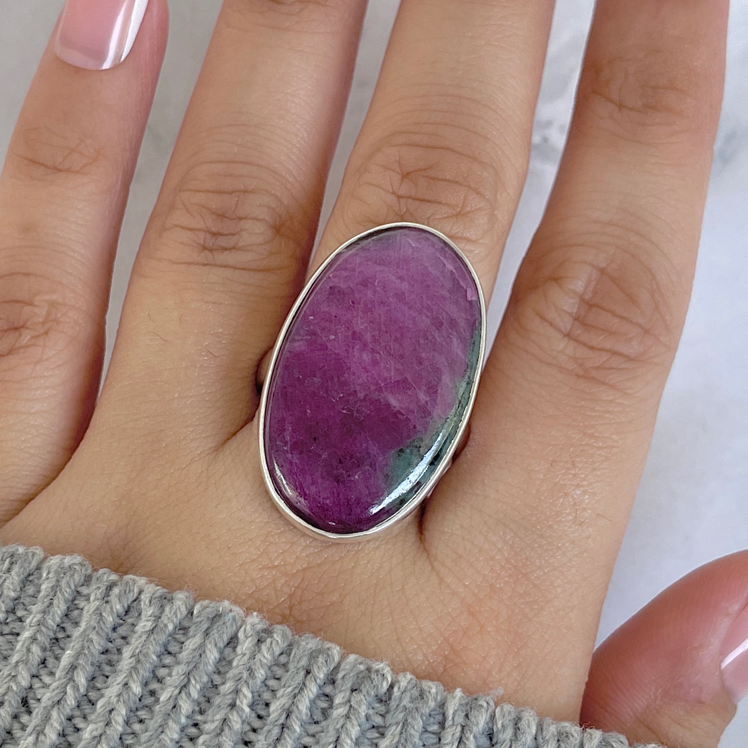 Ruby Zoisite Adjustable Ring-(RZS-R-73.)