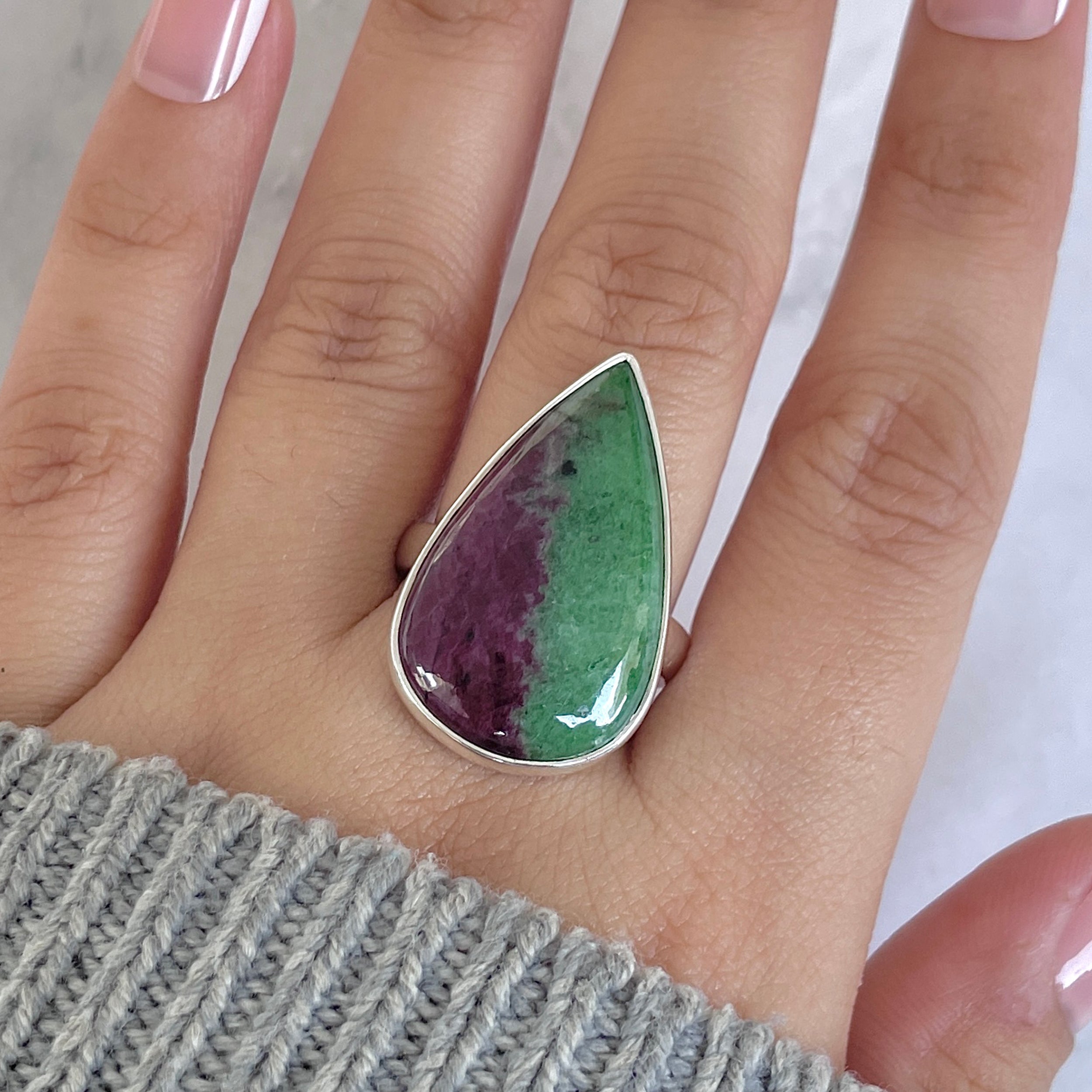 Ruby Zoisite Adjustable Ring-(RZS-R-74.)