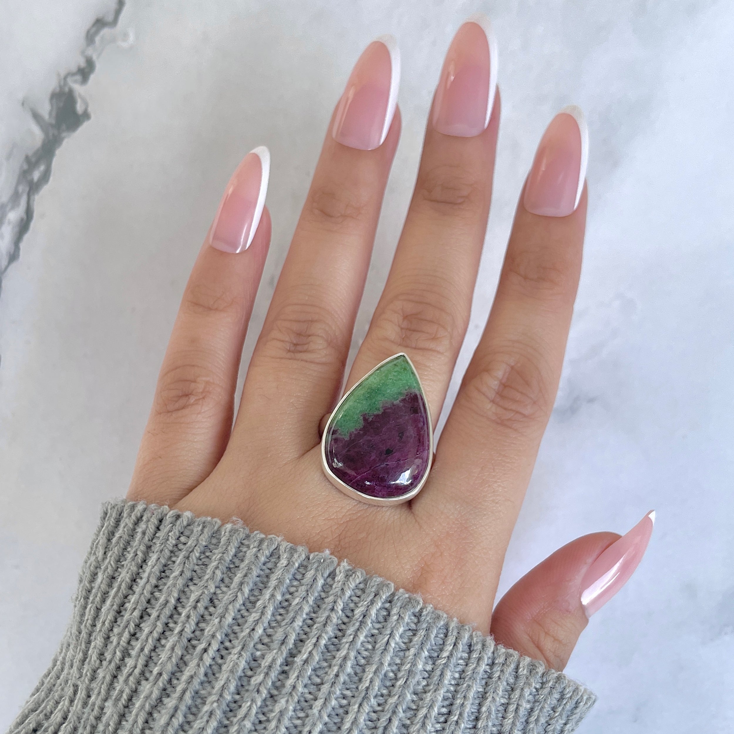 Ruby Zoisite Adjustable Ring-(RZS-R-75.)