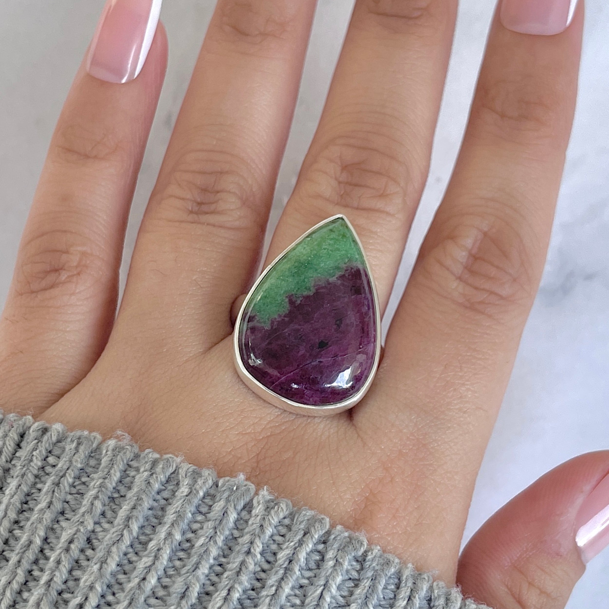 Ruby Zoisite Adjustable Ring-(RZS-R-75.)