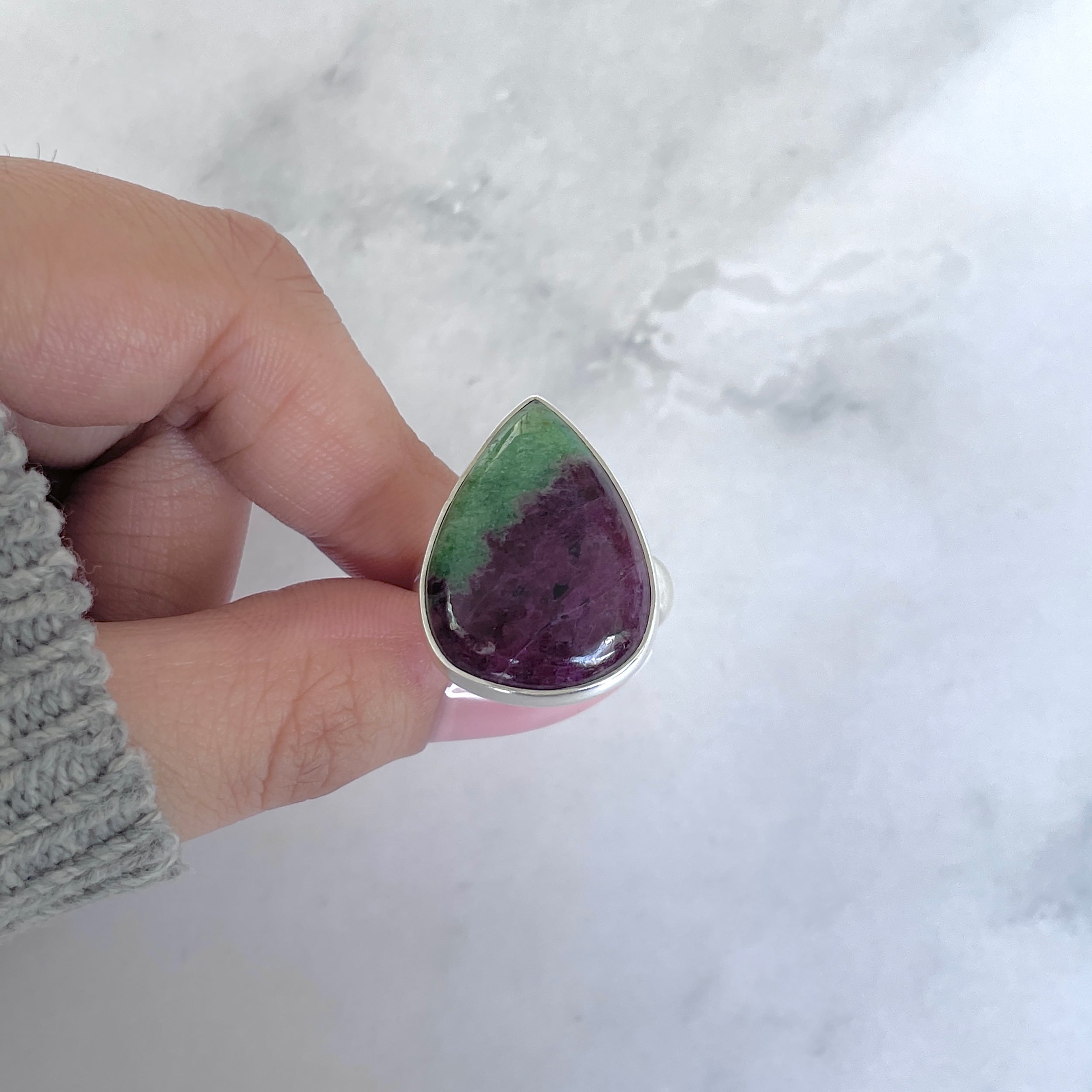 Ruby Zoisite Adjustable Ring-(RZS-R-75.)