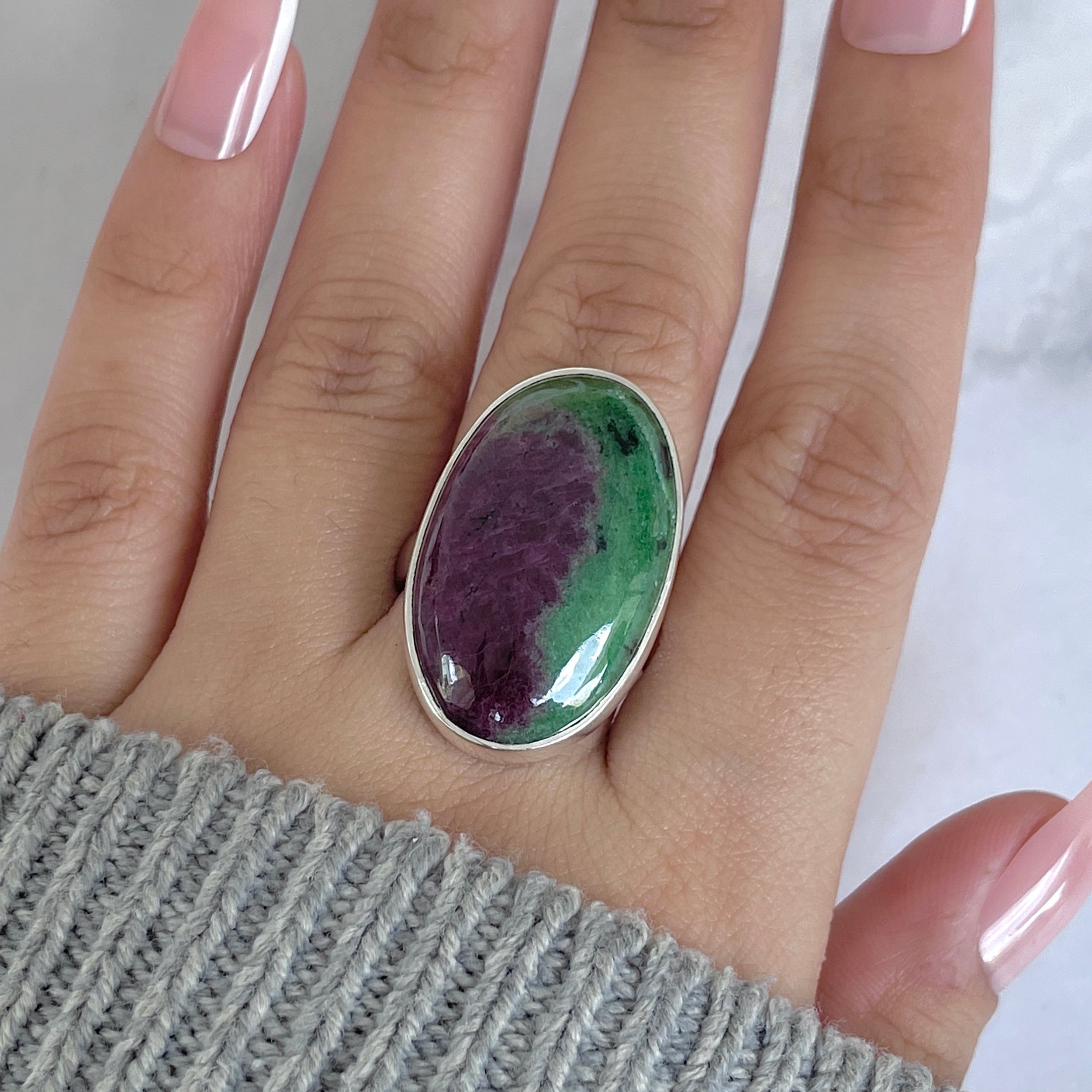 Ruby Zoisite Adjustable Ring-(RZS-R-76.)