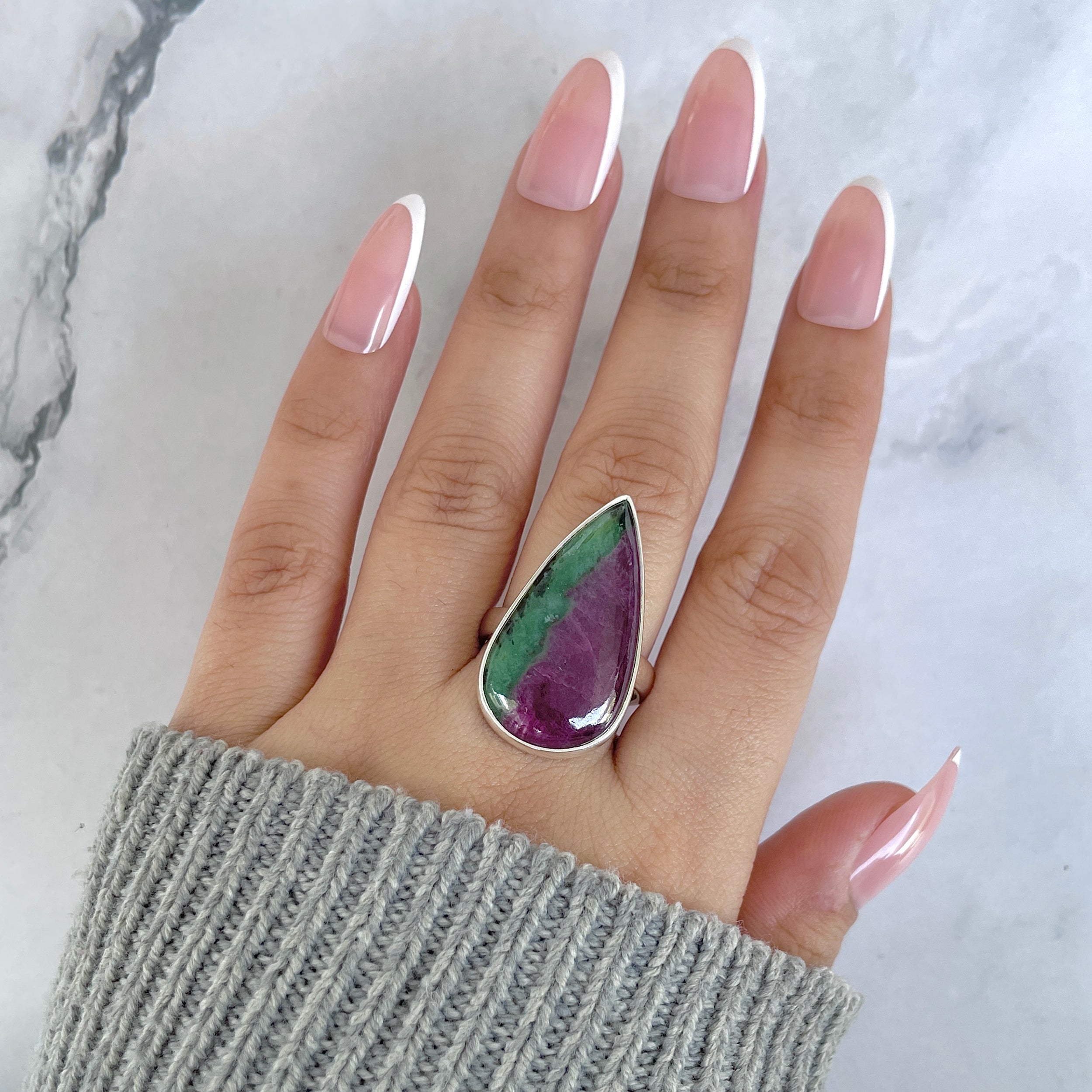 Ruby Zoisite Adjustable Ring-(RZS-R-77.)