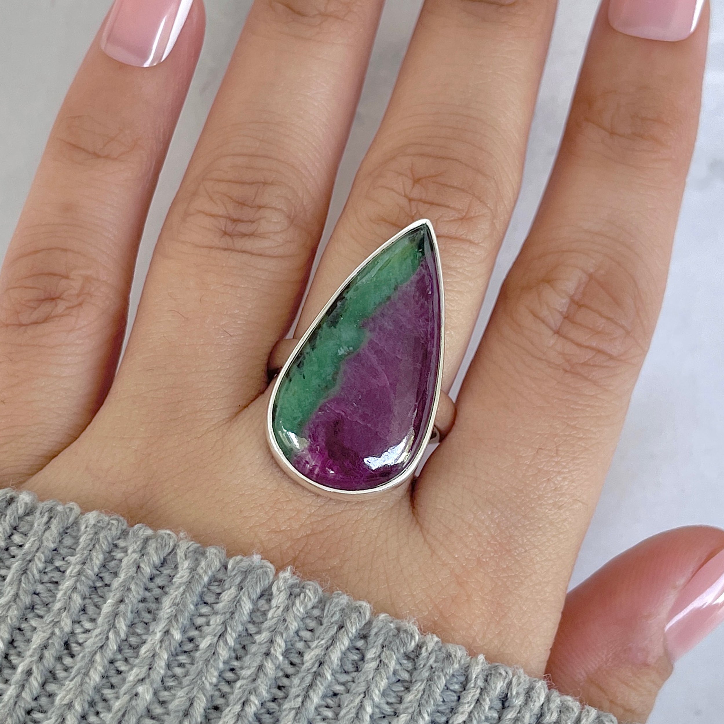 Ruby Zoisite Adjustable Ring-(RZS-R-77.)