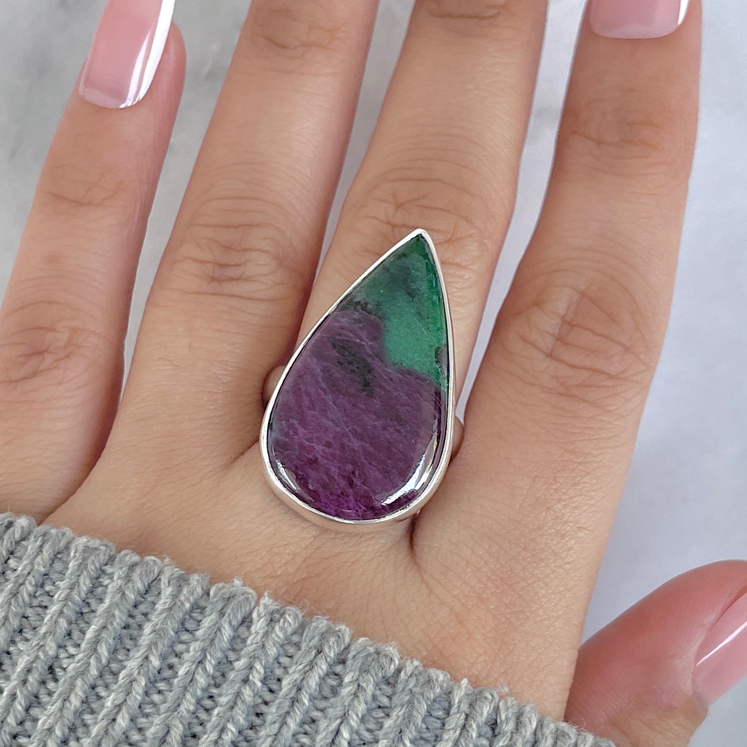 Ruby Zoisite Adjustable Ring-(RZS-R-78.)
