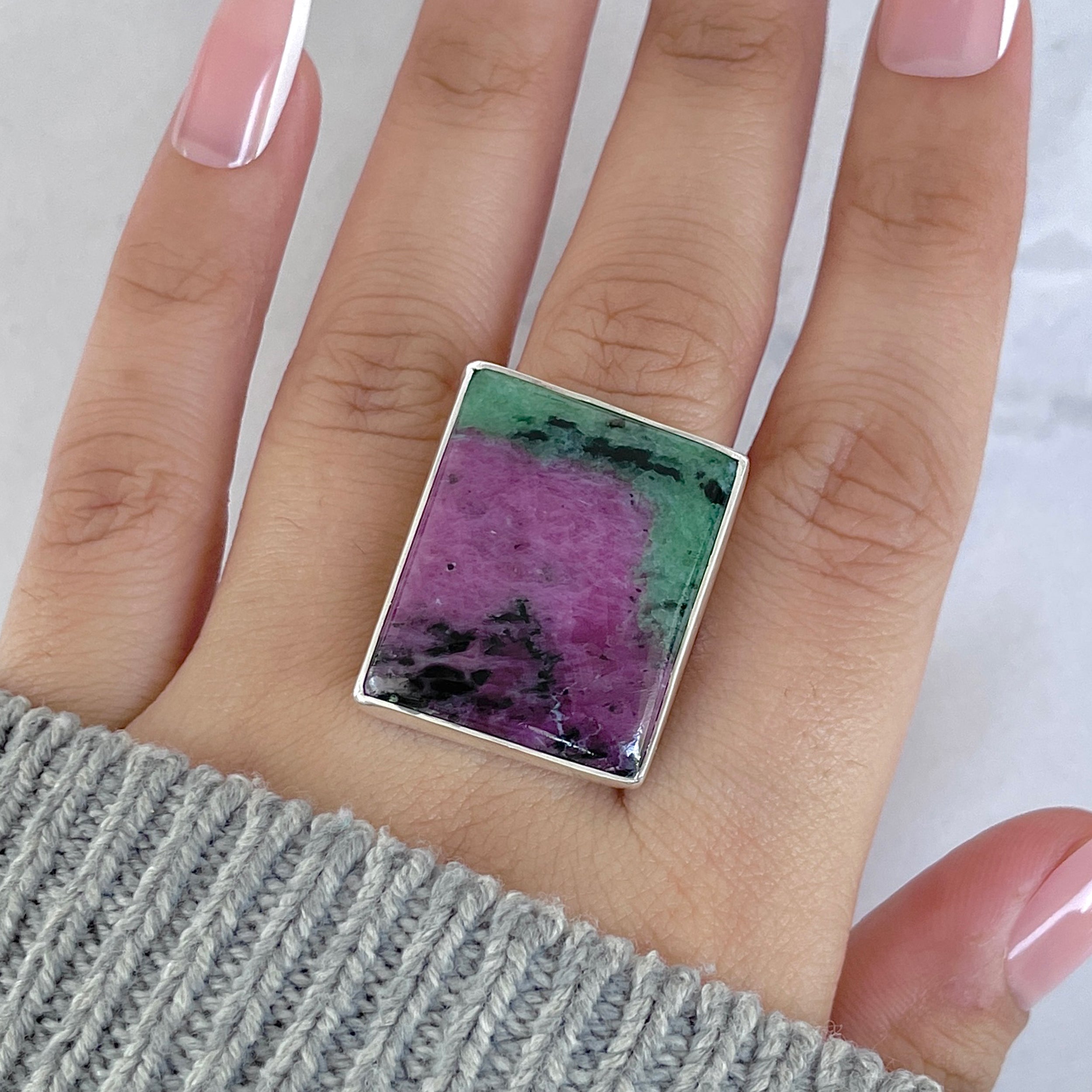 Ruby Zoisite Adjustable Ring-(RZS-R-79.)