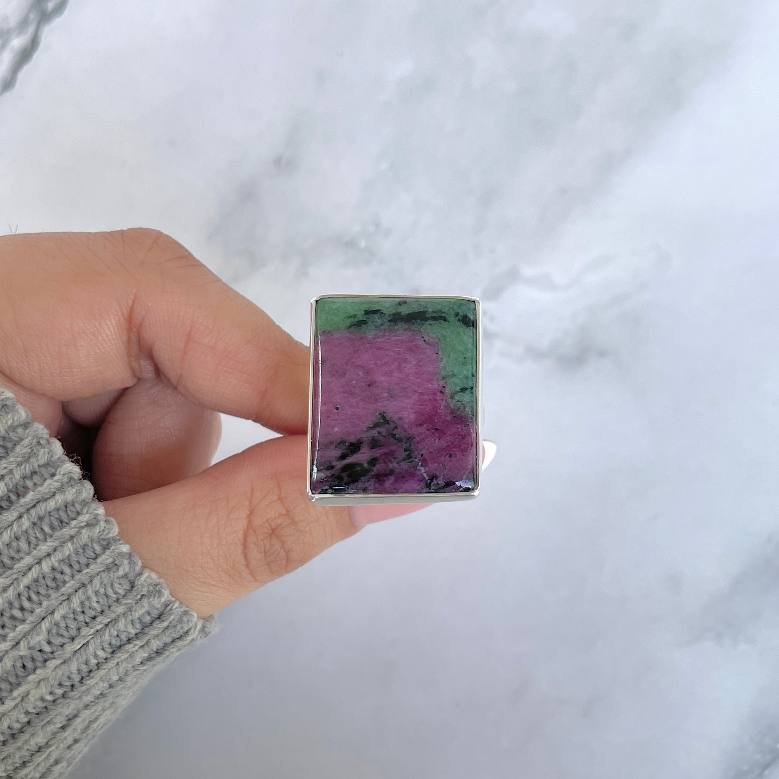 Ruby Zoisite Adjustable Ring-(RZS-R-79.)