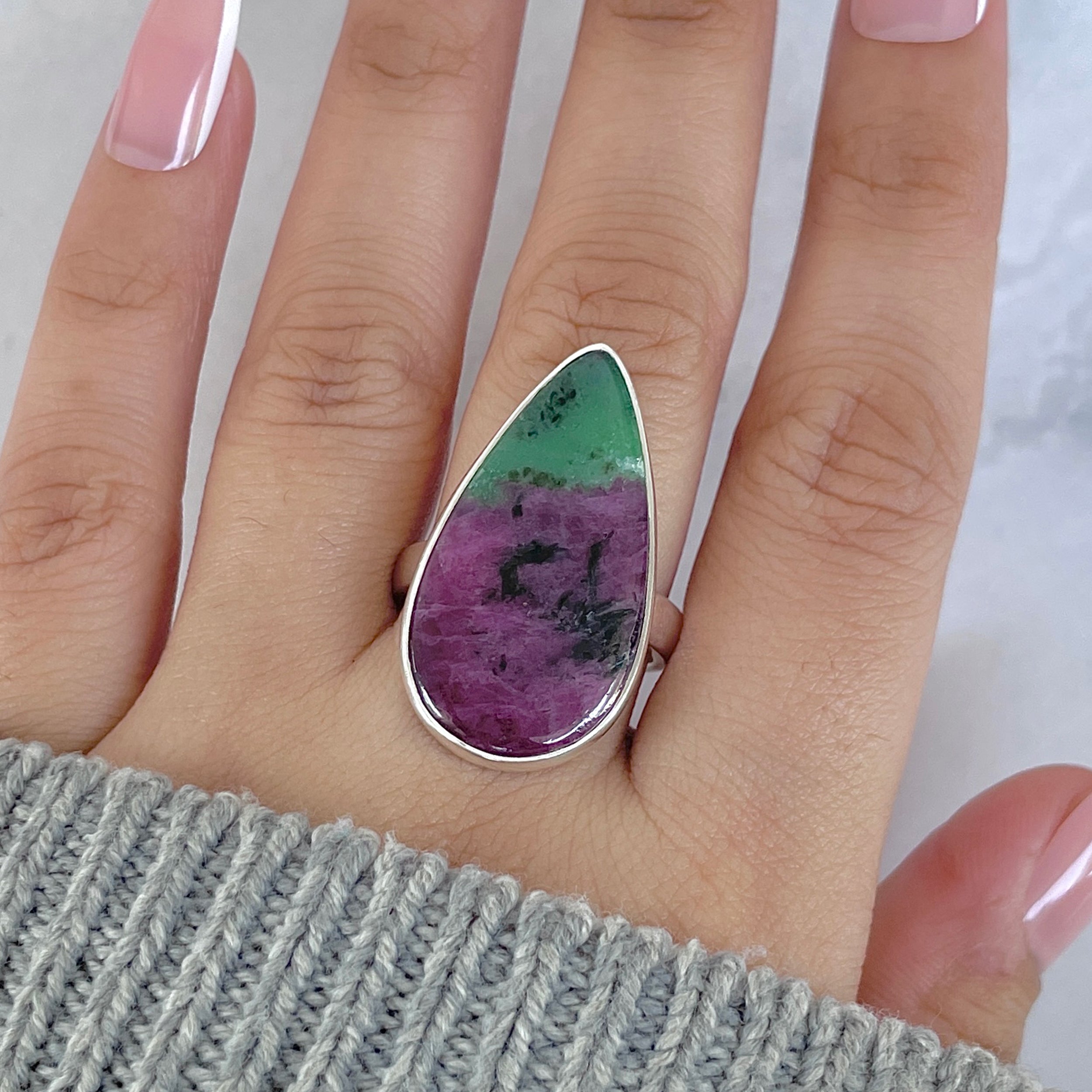 Ruby Zoisite Adjustable Ring-(RZS-R-82.)