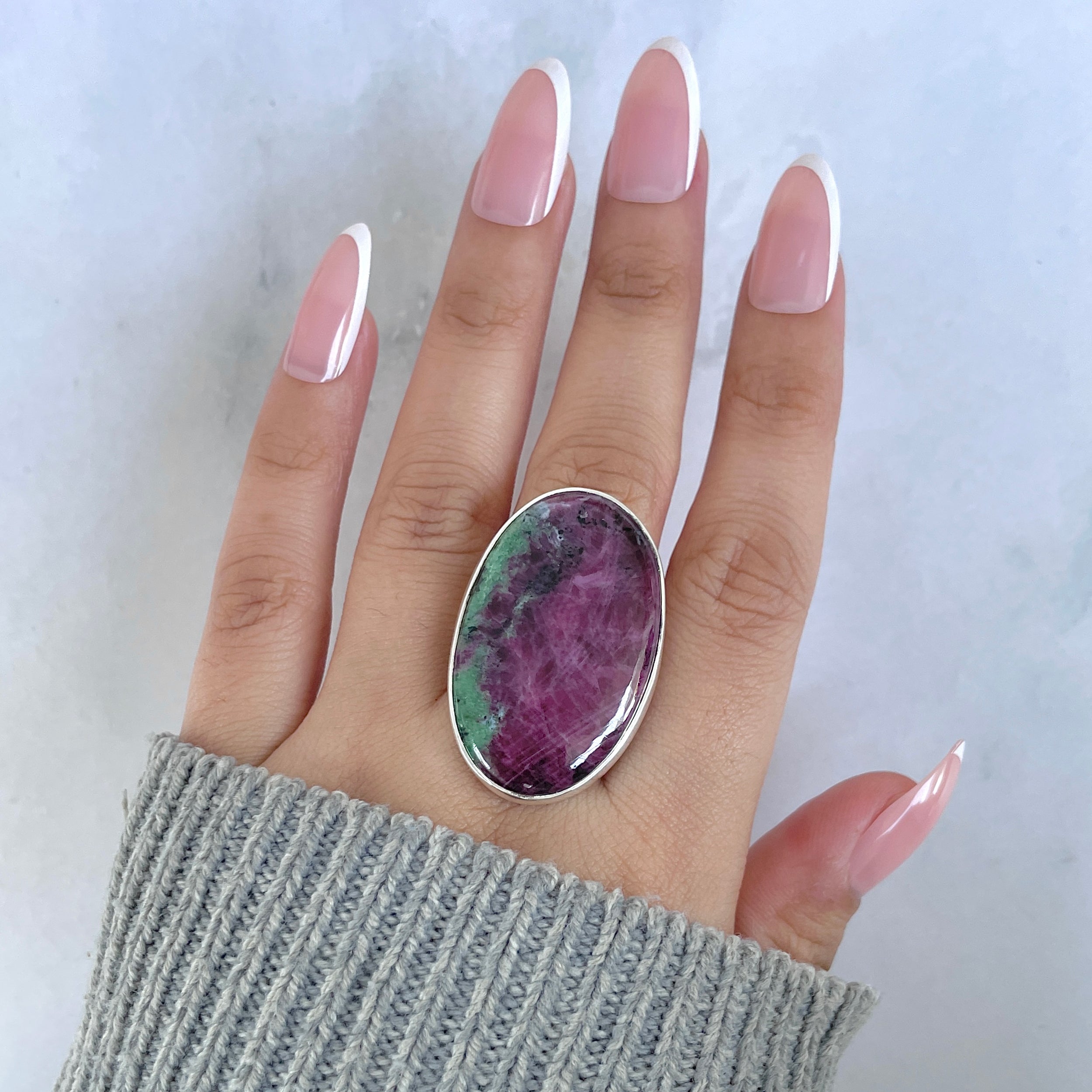 Ruby Zoisite Adjustable Ring-(RZS-R-85.)