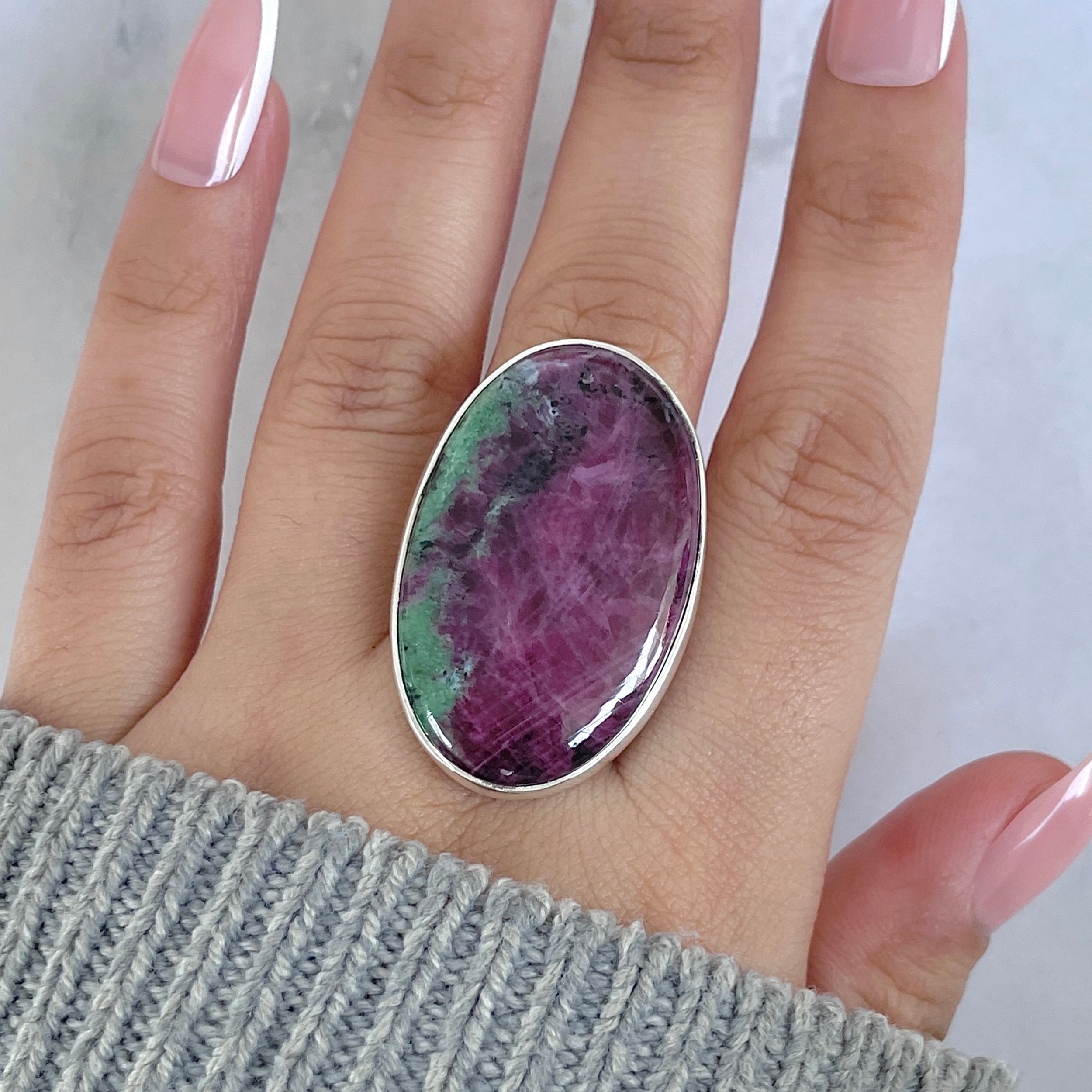 Ruby Zoisite Adjustable Ring-(RZS-R-85.)