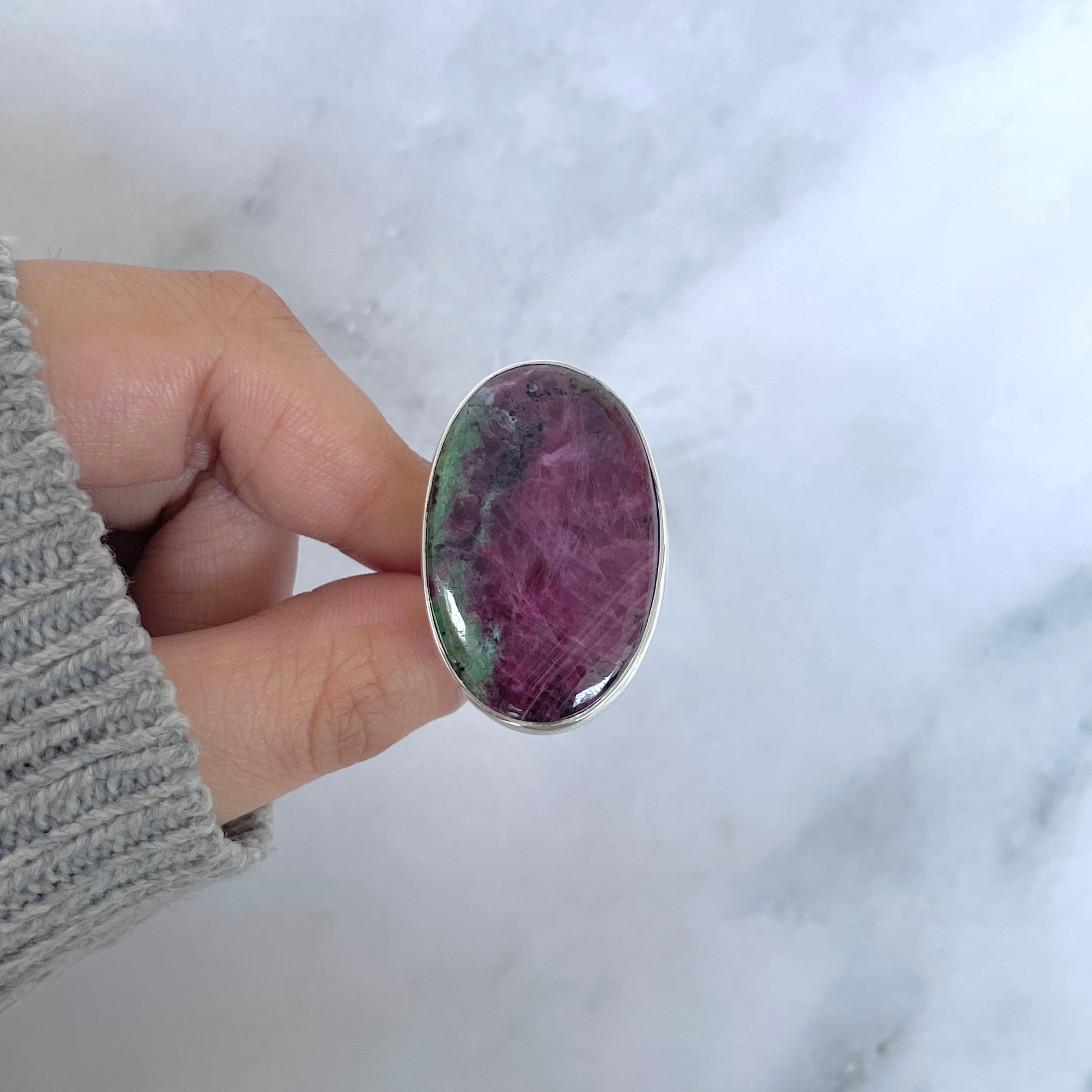Ruby Zoisite Adjustable Ring-(RZS-R-85.)