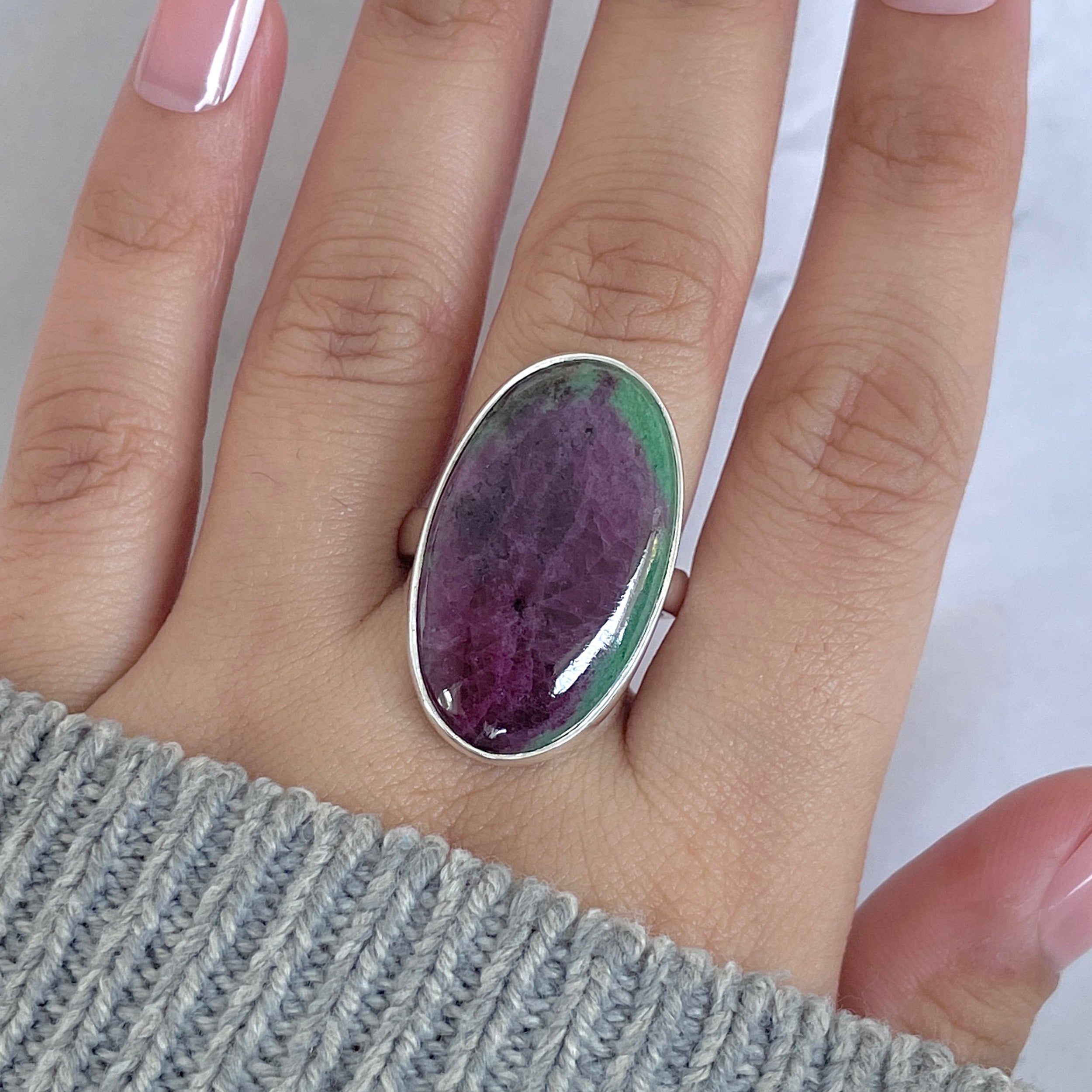 Ruby Zoisite Adjustable Ring-(RZS-R-86.)