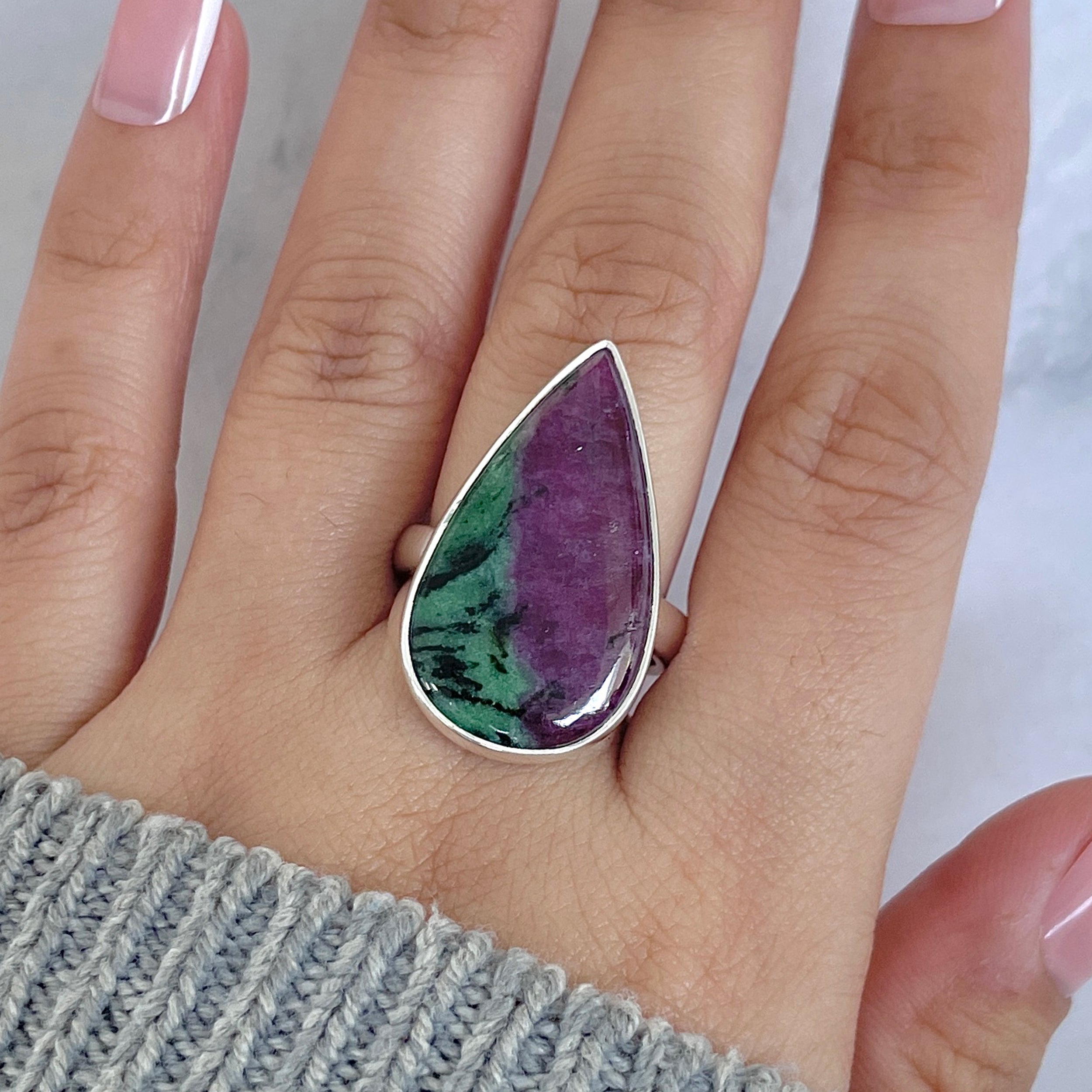 Ruby Zoisite Adjustable Ring-(RZS-R-88.)