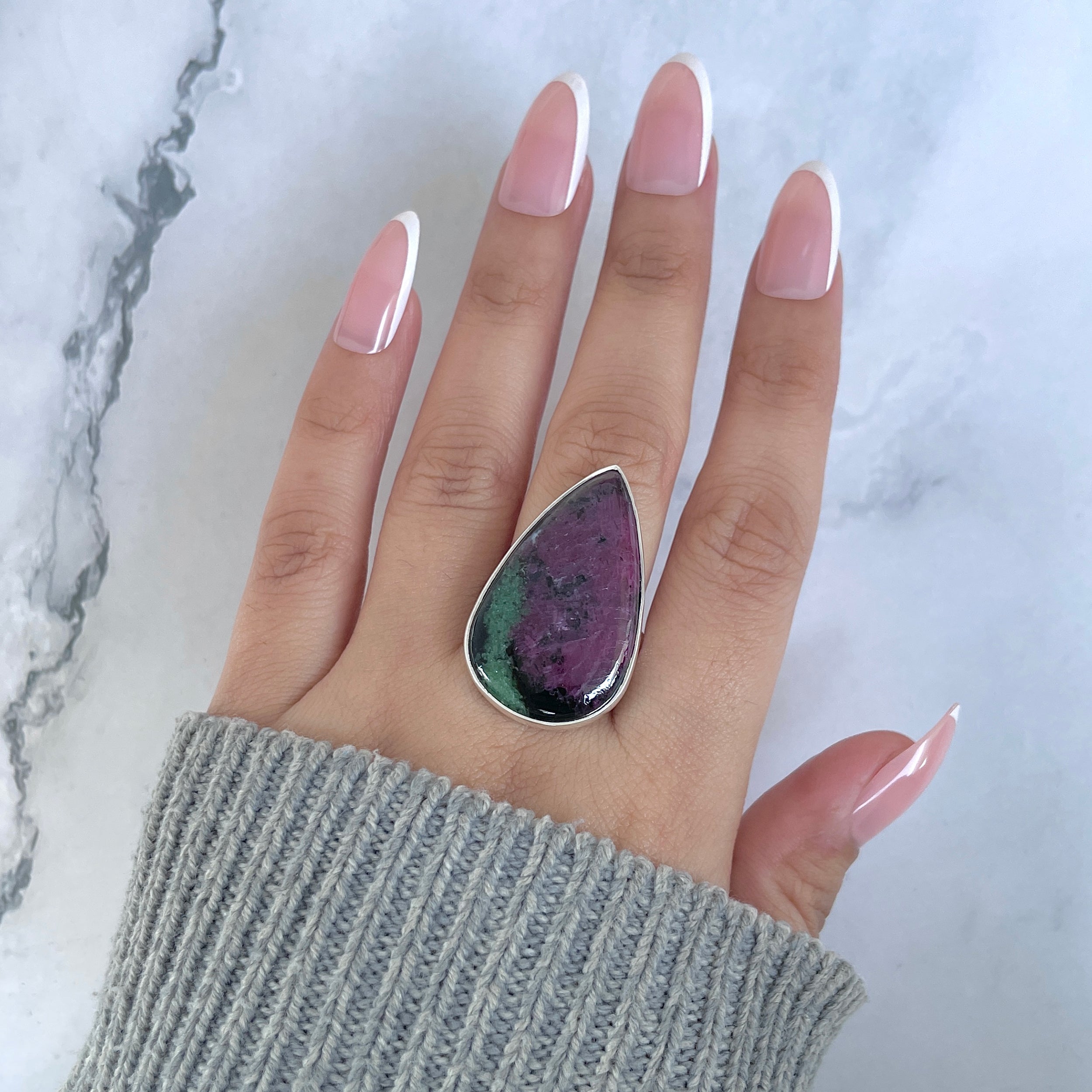 Ruby Zoisite Adjustable Ring-(RZS-R-90.)