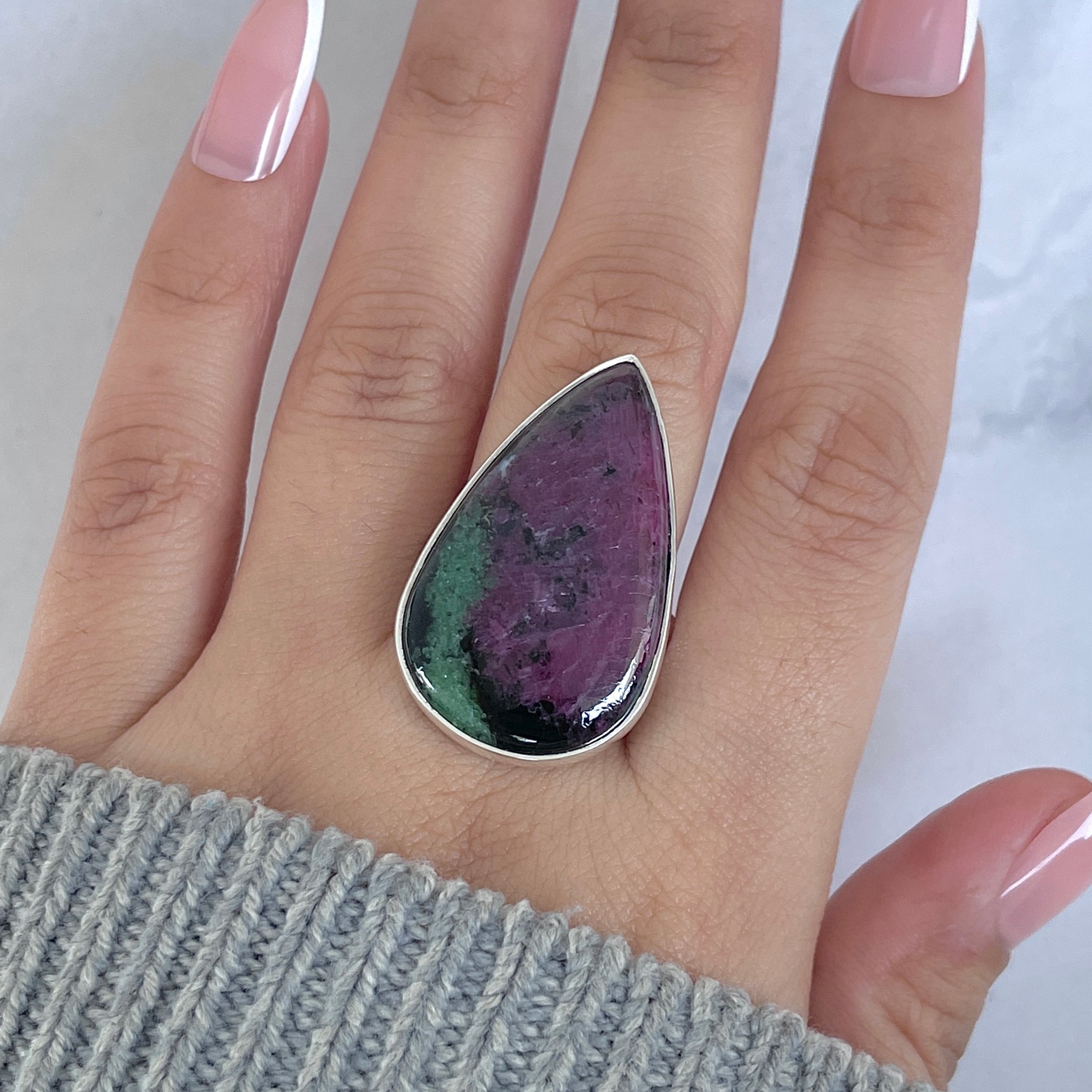 Ruby Zoisite Adjustable Ring-(RZS-R-90.)