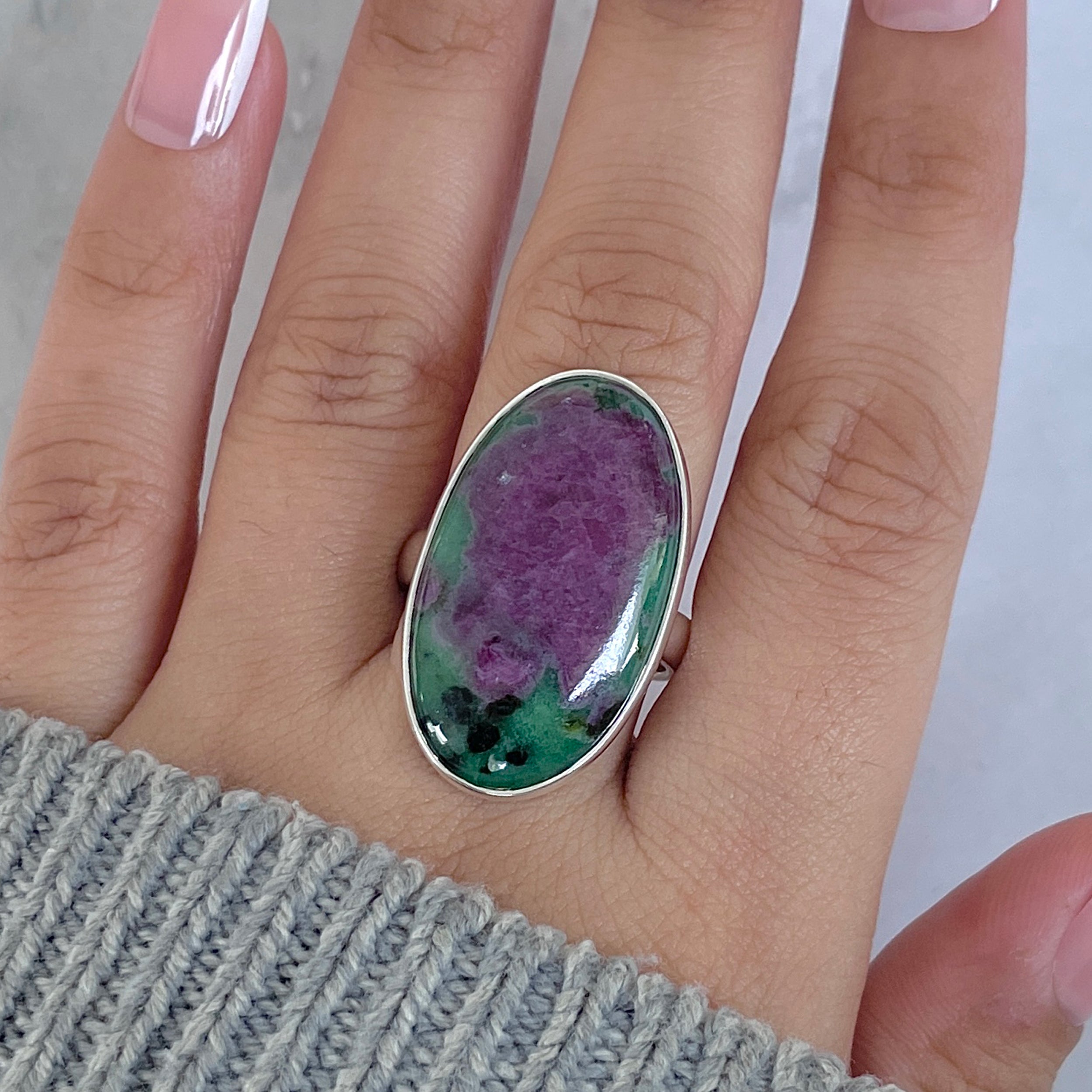 Ruby Zoisite Adjustable Ring-(RZS-R-91.)