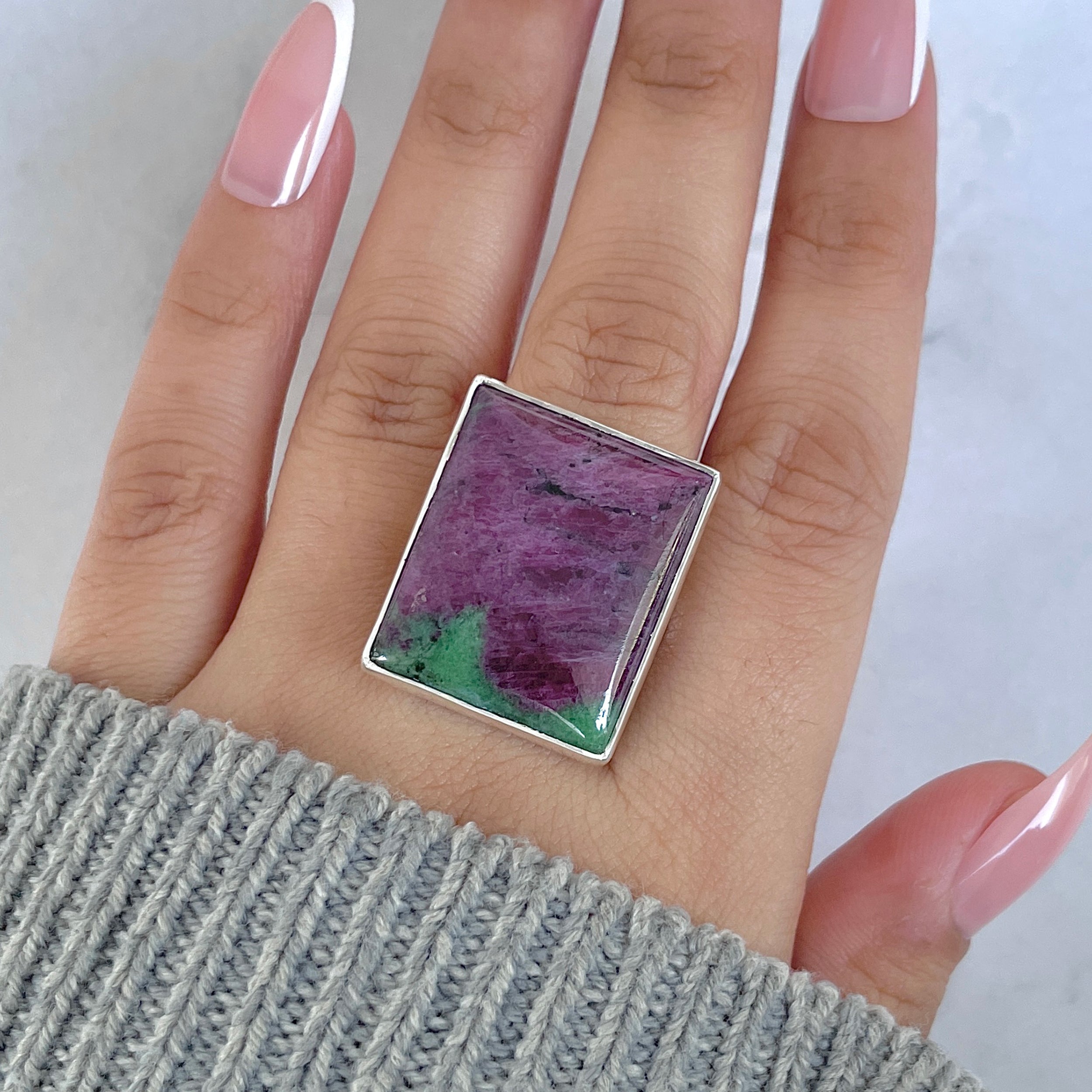 Ruby Zoisite Adjustable Ring-(RZS-R-92.)