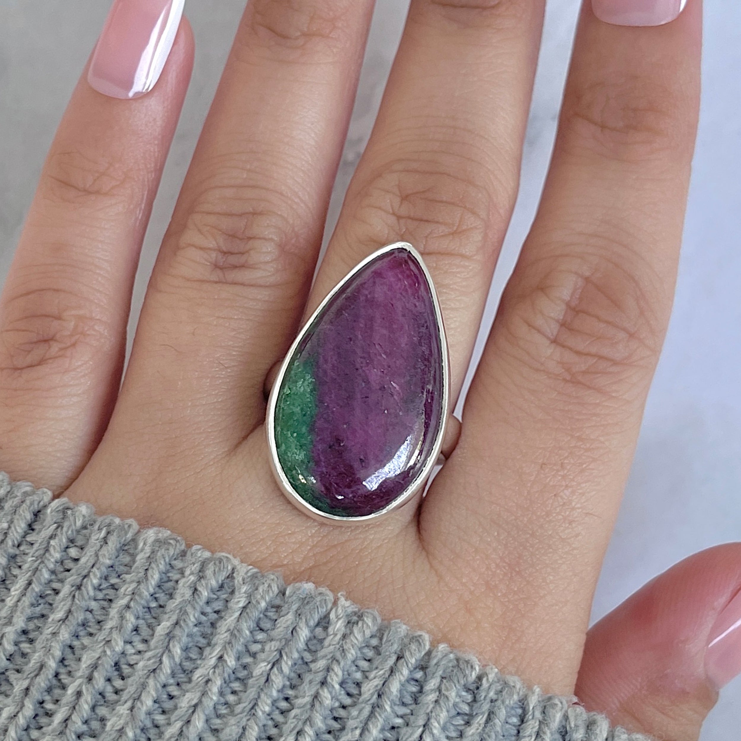 Ruby Zoisite Adjustable Ring-(RZS-R-93.)