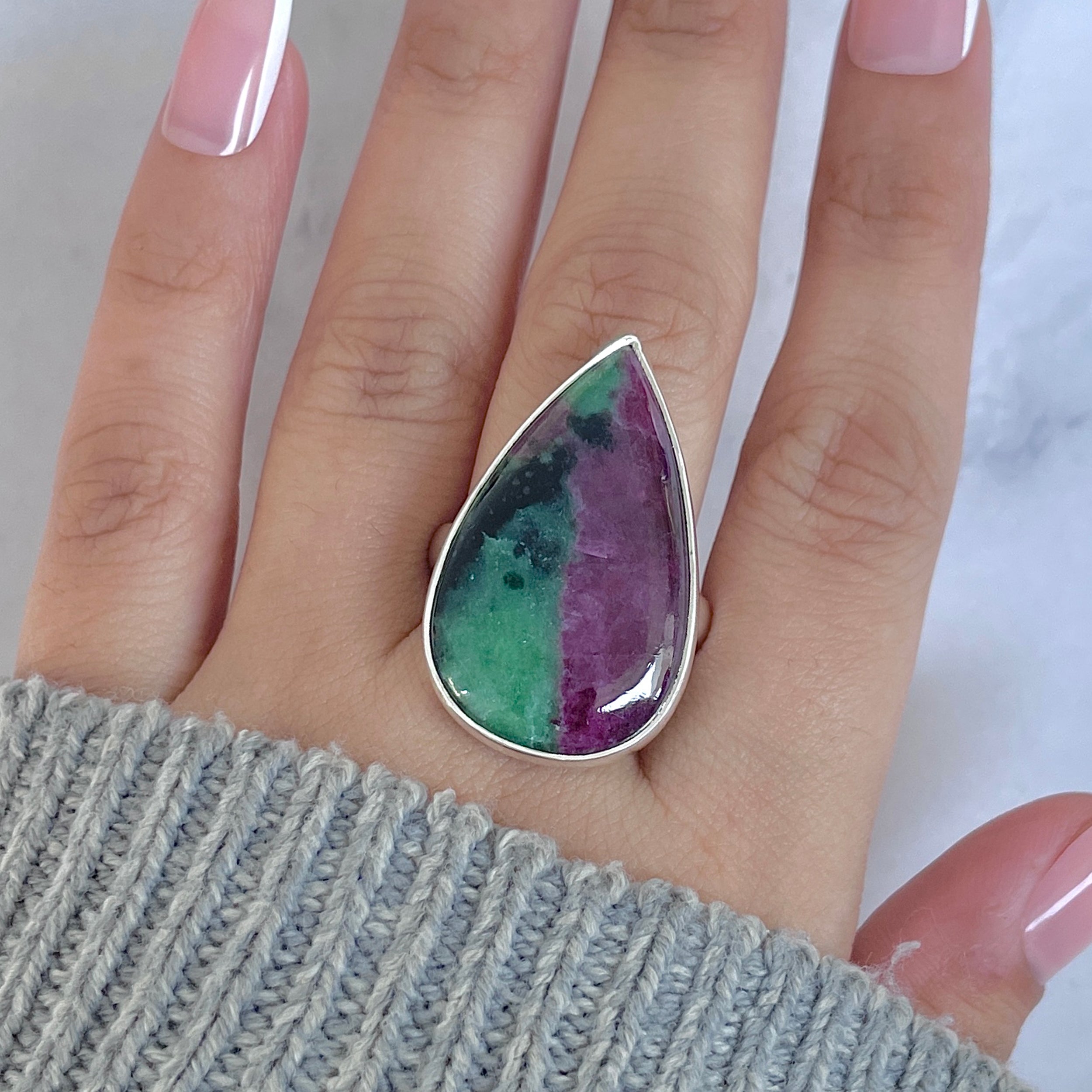 Ruby Zoisite Adjustable Ring-(RZS-R-94.)