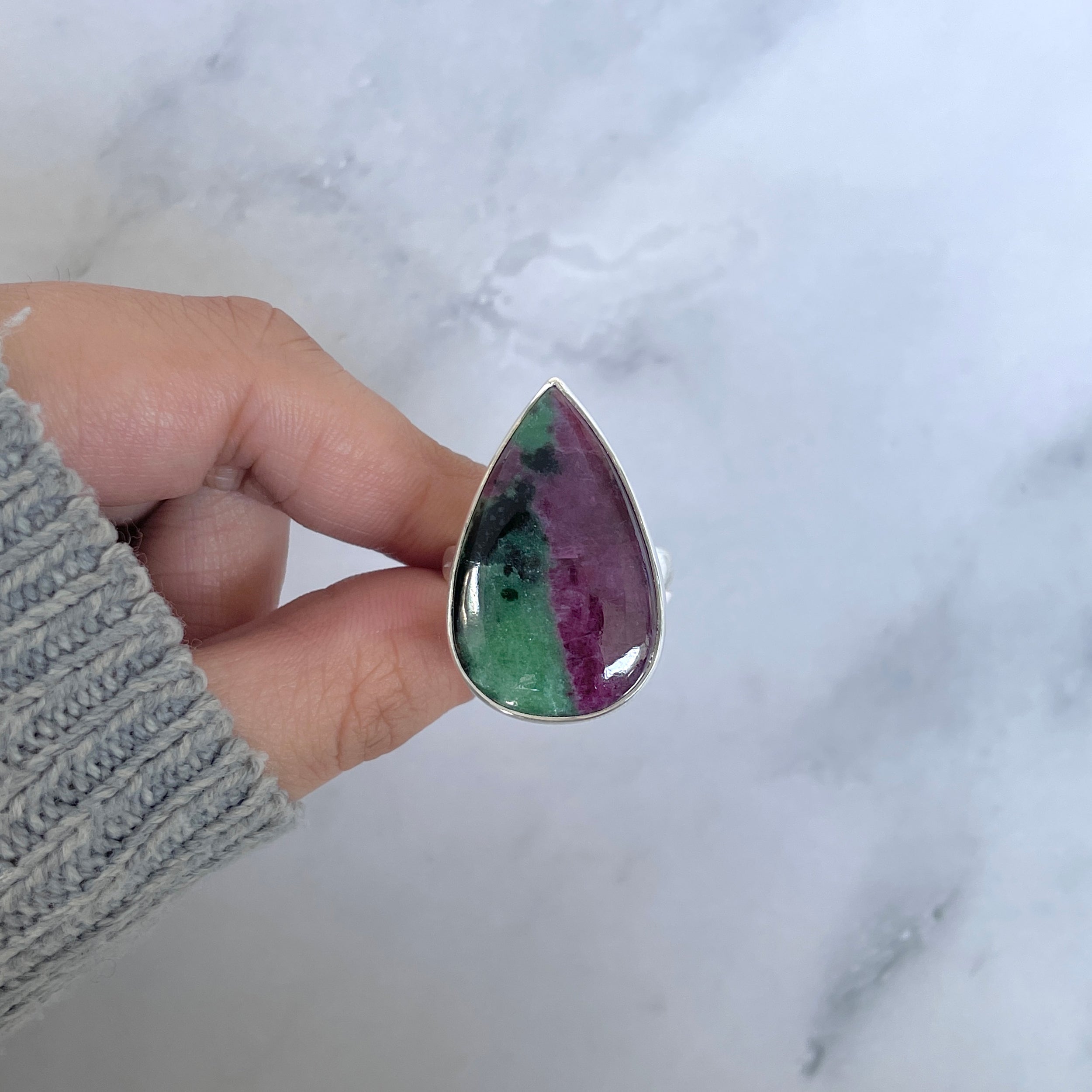 Ruby Zoisite Adjustable Ring-(RZS-R-94.)