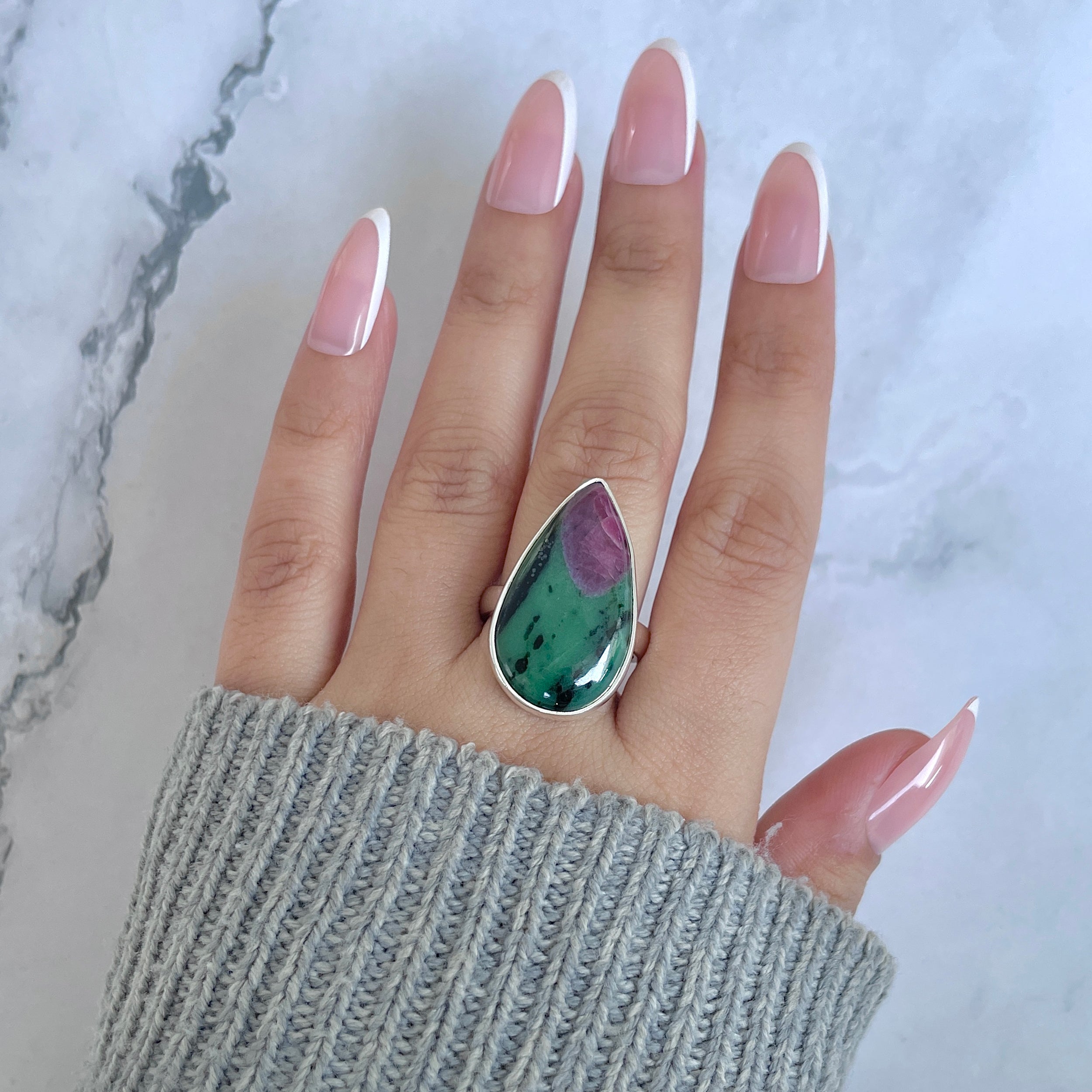 Ruby Zoisite Adjustable Ring-(RZS-R-95.)
